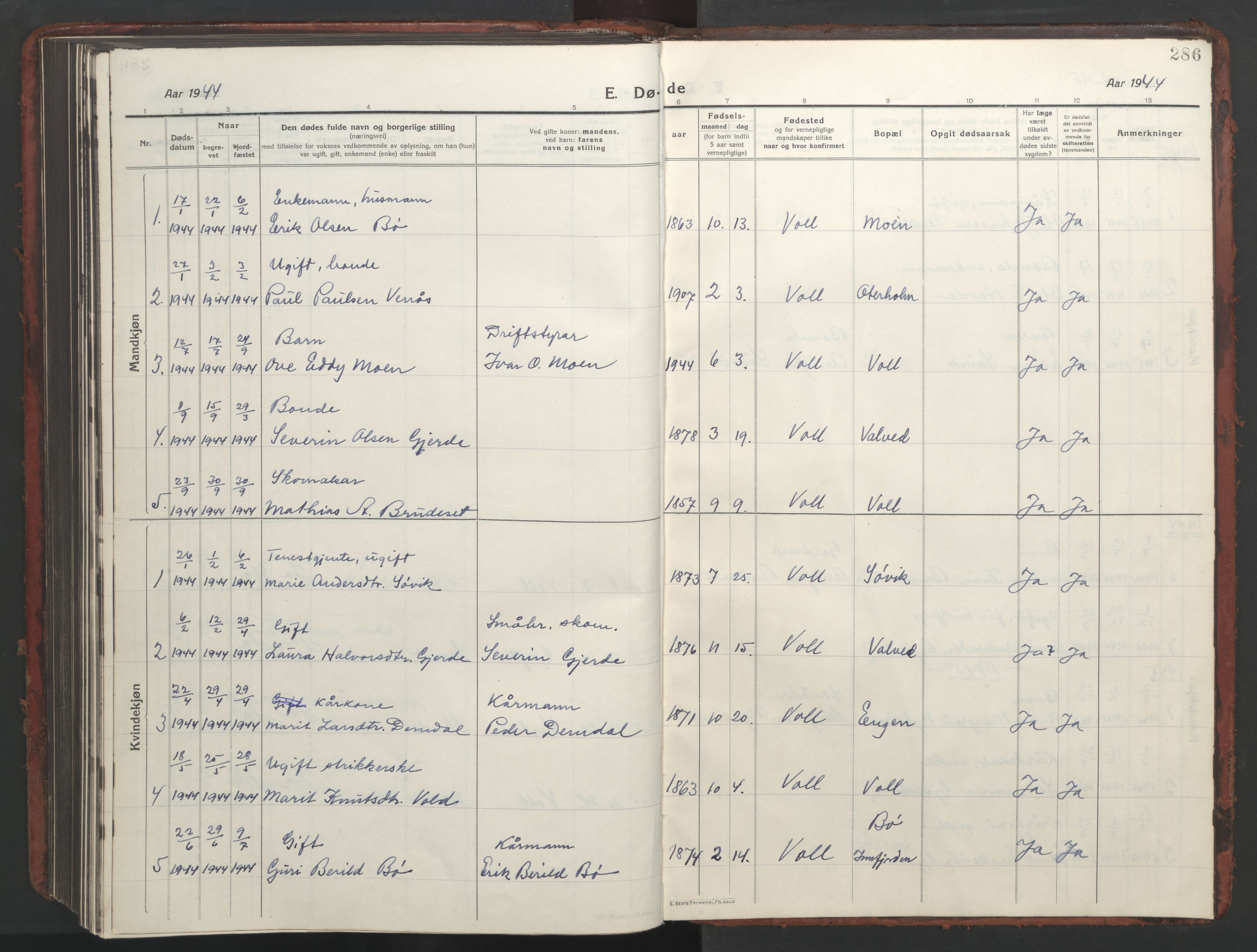 Ministerialprotokoller, klokkerbøker og fødselsregistre - Møre og Romsdal, SAT/A-1454/543/L0565: Klokkerbok nr. 543C03, 1916-1955, s. 286