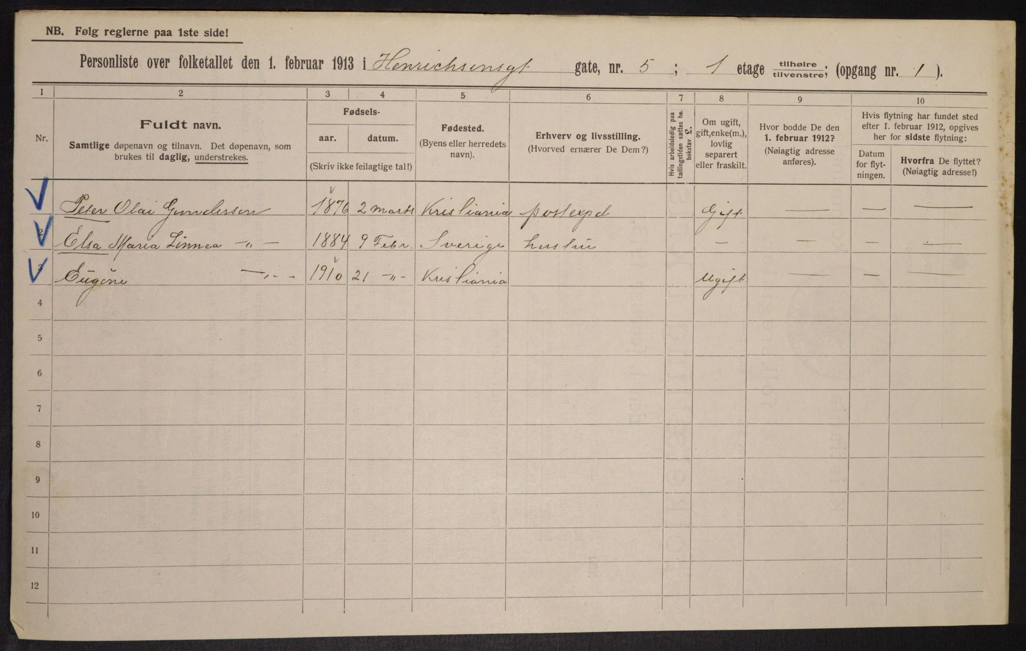 OBA, Kommunal folketelling 1.2.1913 for Kristiania, 1913, s. 38366