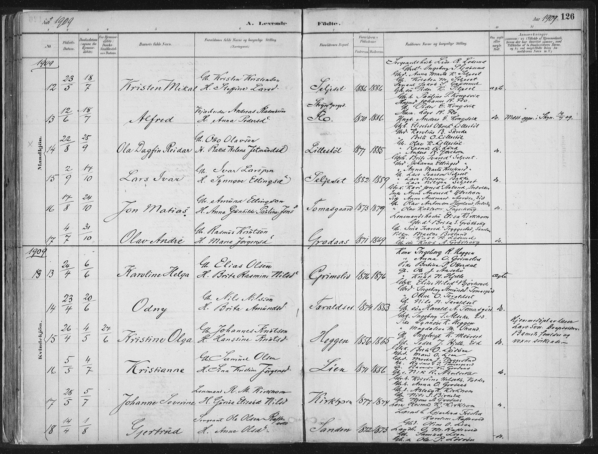 Hornindal sokneprestembete, SAB/A-82401/H/Haa/Haaa/L0003/0001: Ministerialbok nr. A 3A, 1887-1917, s. 126