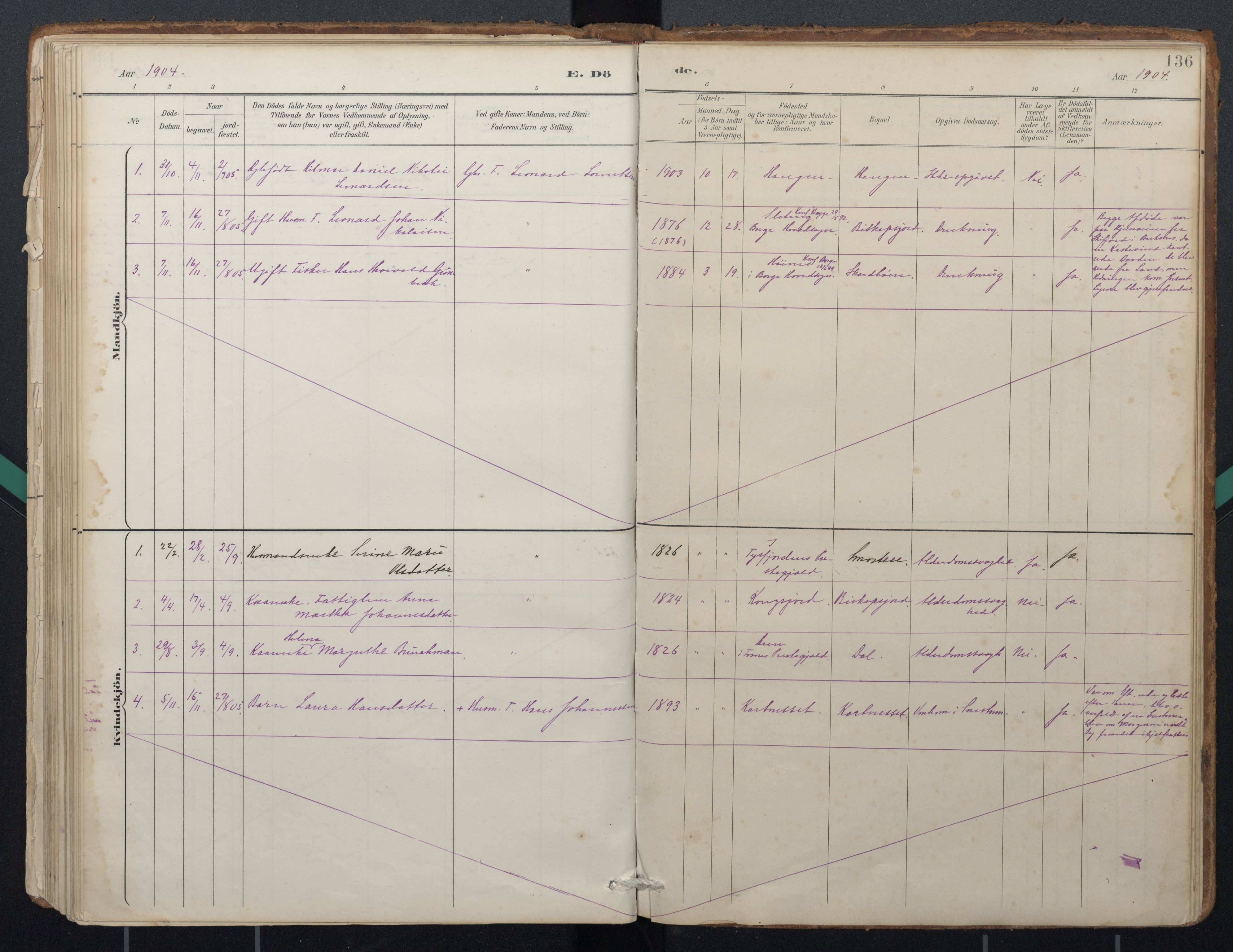Ministerialprotokoller, klokkerbøker og fødselsregistre - Nordland, AV/SAT-A-1459/884/L1193: Ministerialbok nr. 884A01, 1888-1905, s. 136