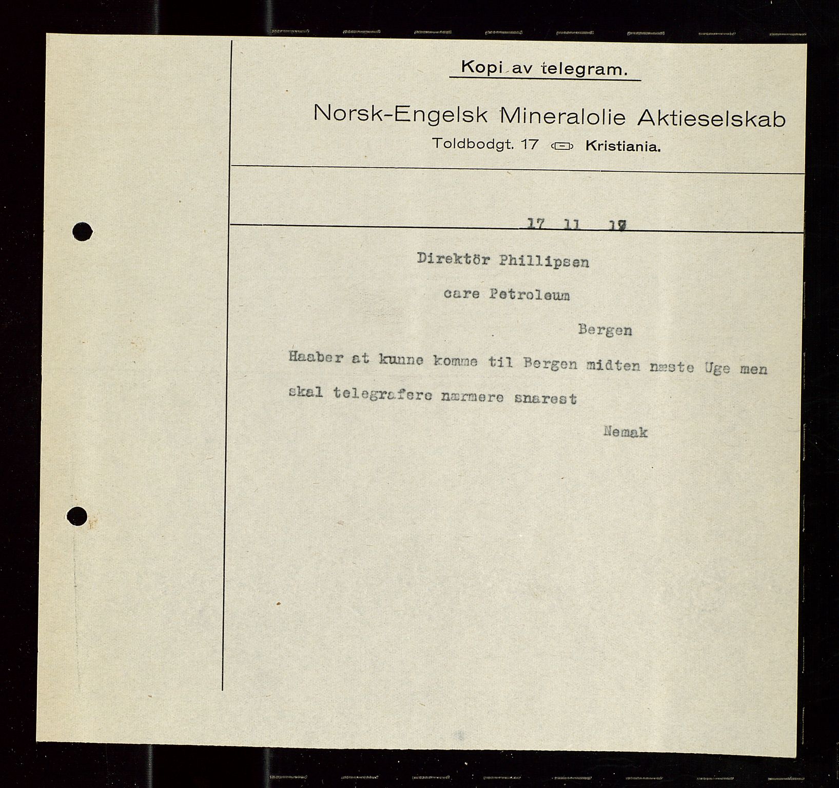 Pa 1521 - A/S Norske Shell, AV/SAST-A-101915/E/Ea/Eaa/L0020: Sjefskorrespondanse, 1917, s. 133