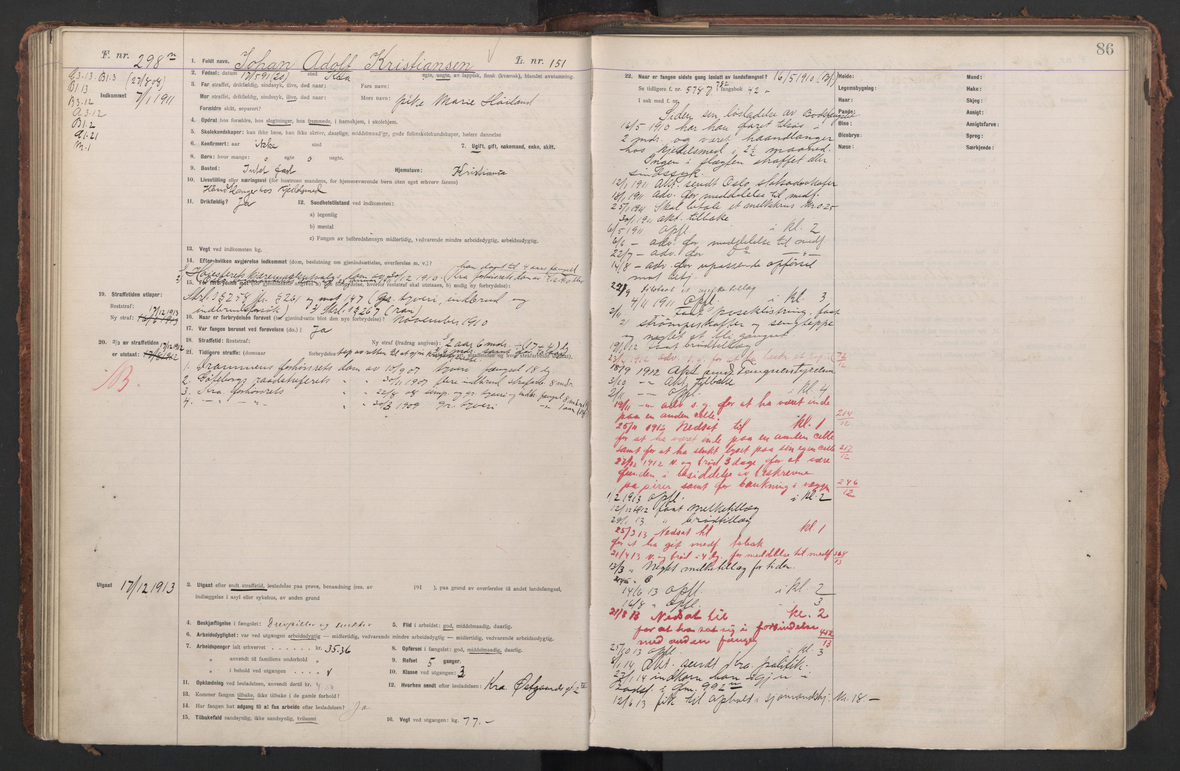 Botsfengslet, AV/RA-S-1539/D/Db/Dbb/L0044: 213n - 553n, 1910-1912, s. 86