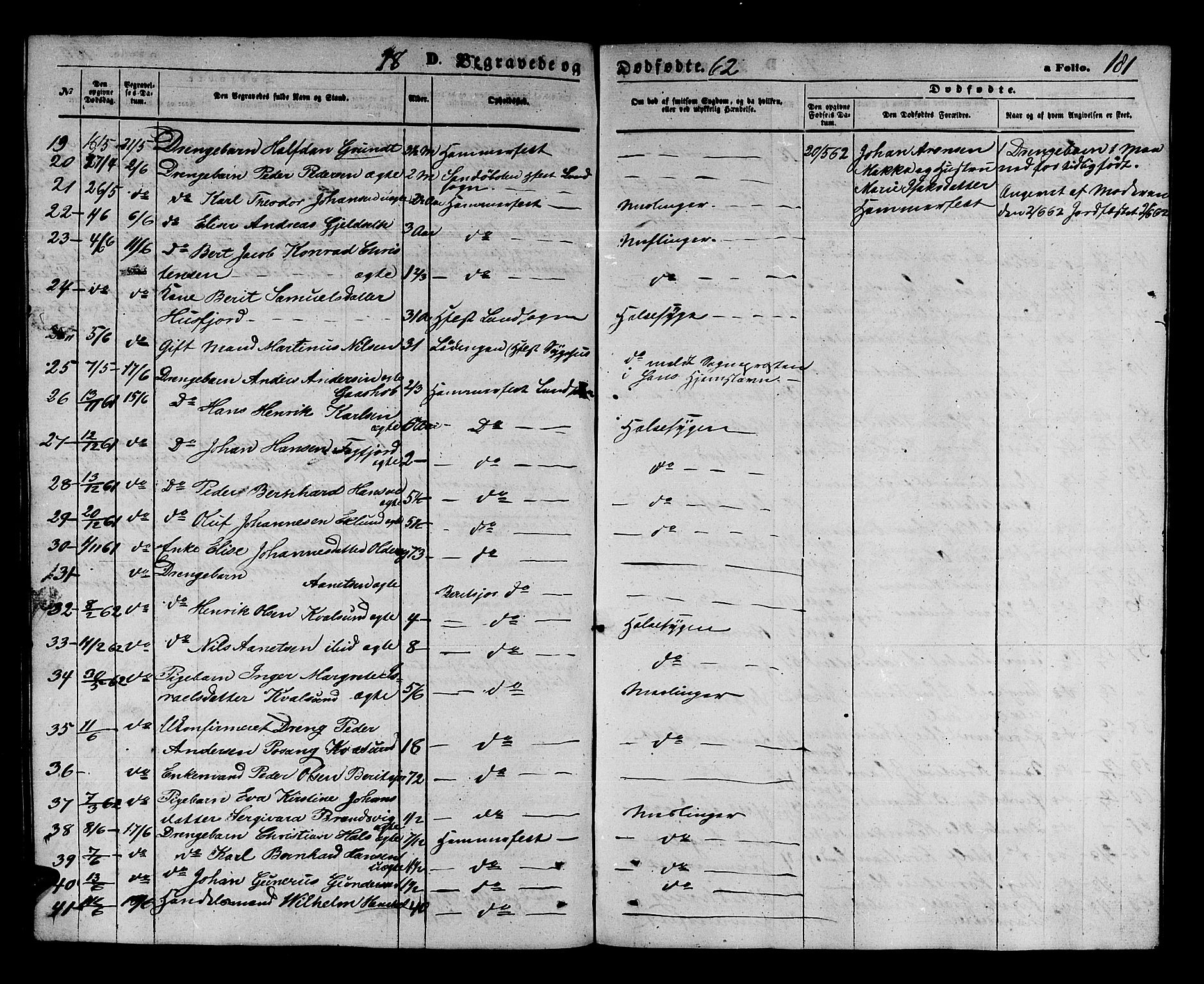 Hammerfest sokneprestkontor, SATØ/S-1347/H/Hb/L0003.klokk: Klokkerbok nr. 3 /1, 1862-1868, s. 181