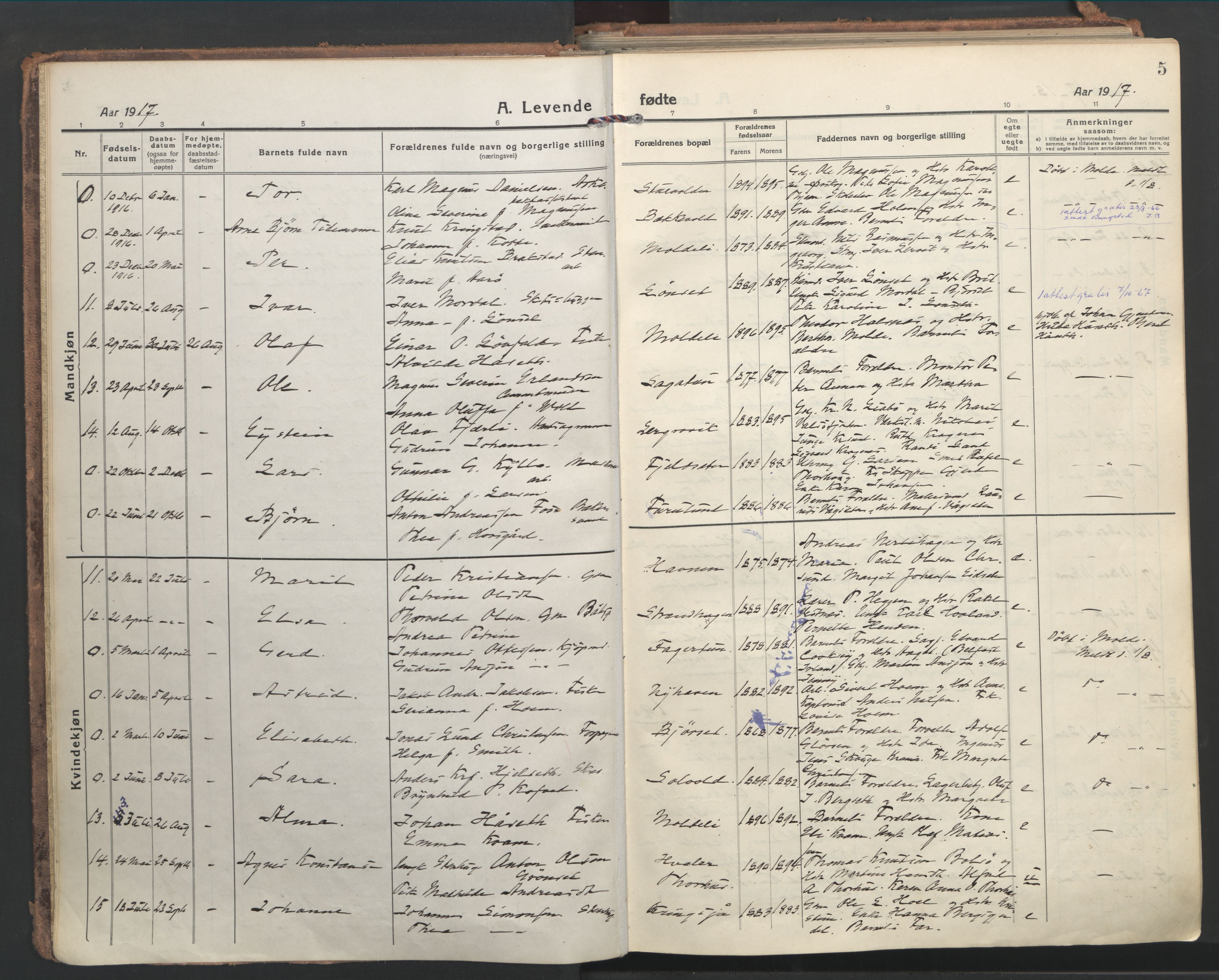 Ministerialprotokoller, klokkerbøker og fødselsregistre - Møre og Romsdal, AV/SAT-A-1454/555/L0659: Ministerialbok nr. 555A10, 1917-1971, s. 5