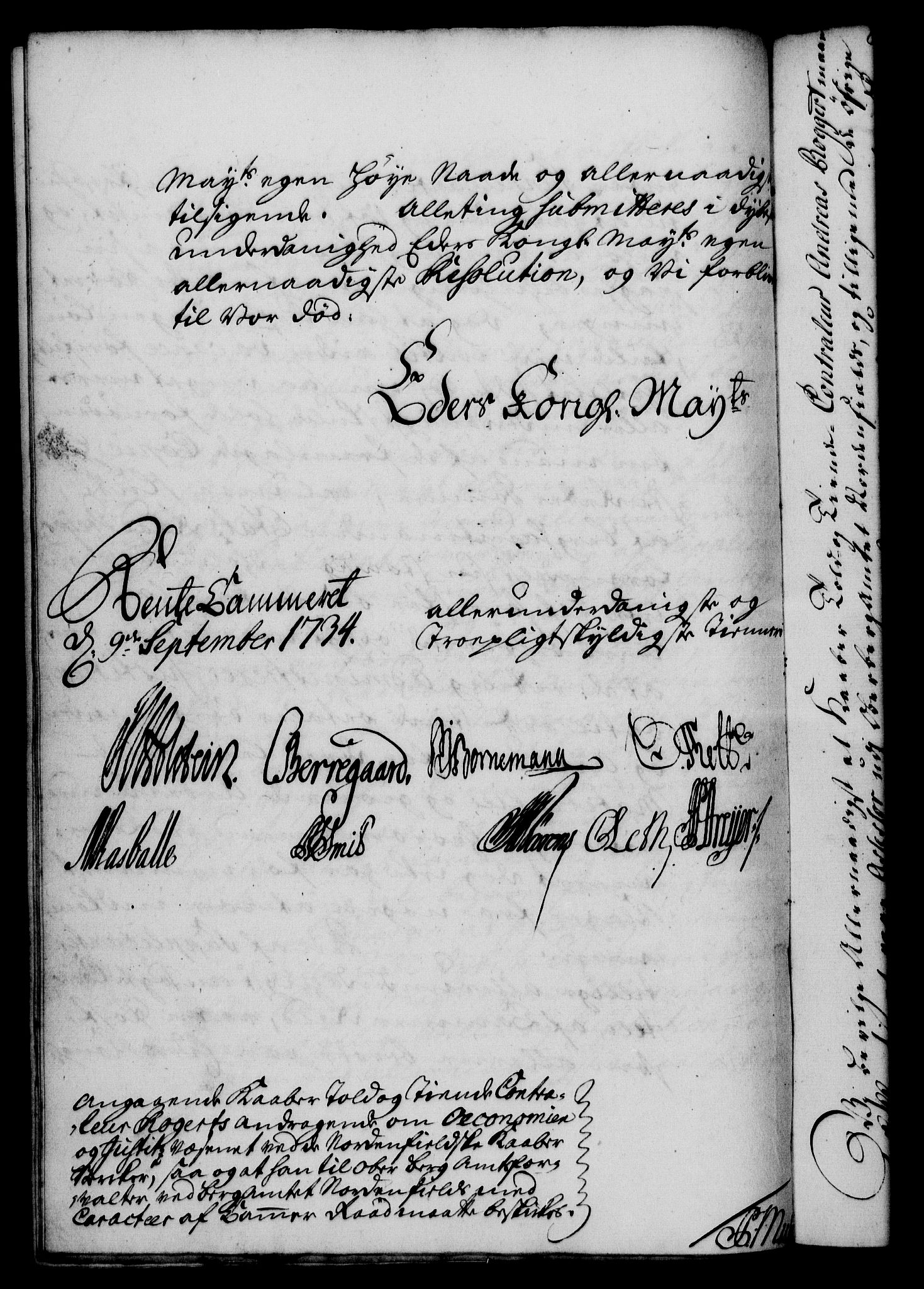 Rentekammeret, Kammerkanselliet, RA/EA-3111/G/Gf/Gfa/L0017: Norsk relasjons- og resolusjonsprotokoll (merket RK 52.17), 1734, s. 458