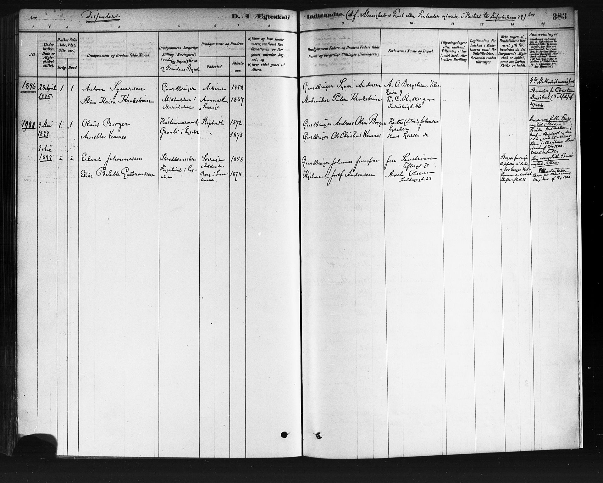 Vestre Aker prestekontor Kirkebøker, AV/SAO-A-10025/F/Fa/L0008: Ministerialbok nr. 8, 1878-1903, s. 383