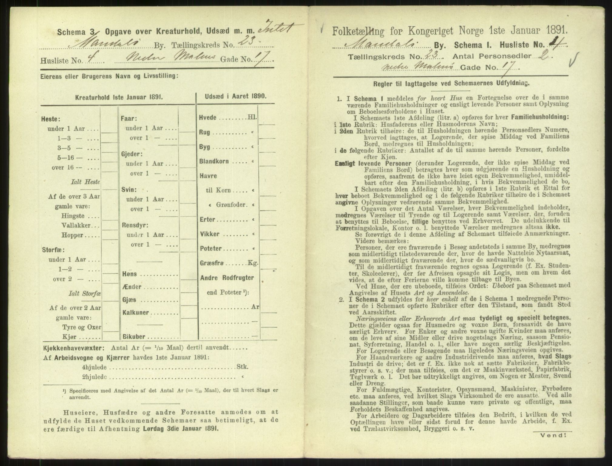 RA, Folketelling 1891 for 1002 Mandal ladested, 1891, s. 1023