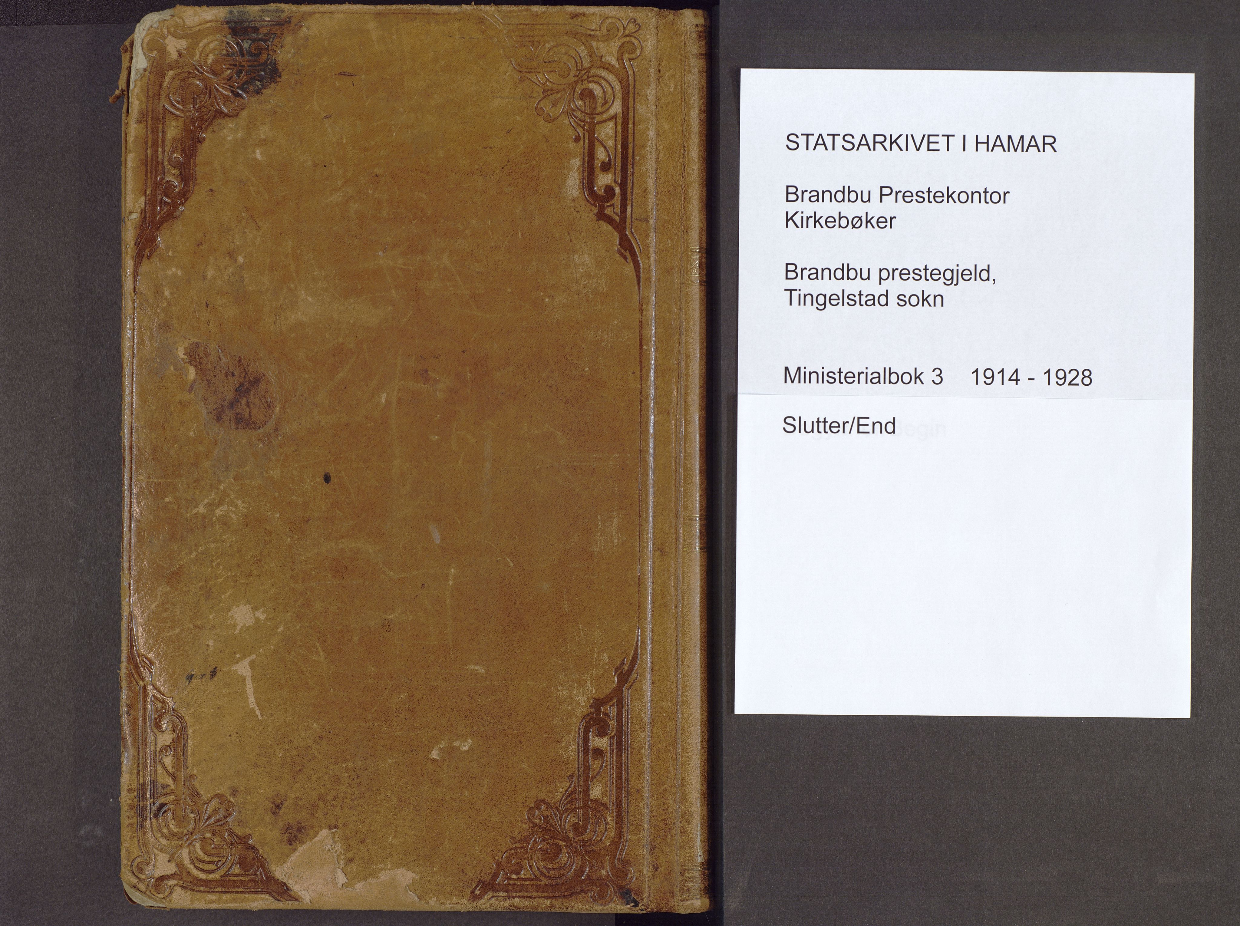 Brandbu prestekontor, SAH/PREST-114/H/Ha/Haa/L0003: Ministerialbok nr. 3, 1914-1928