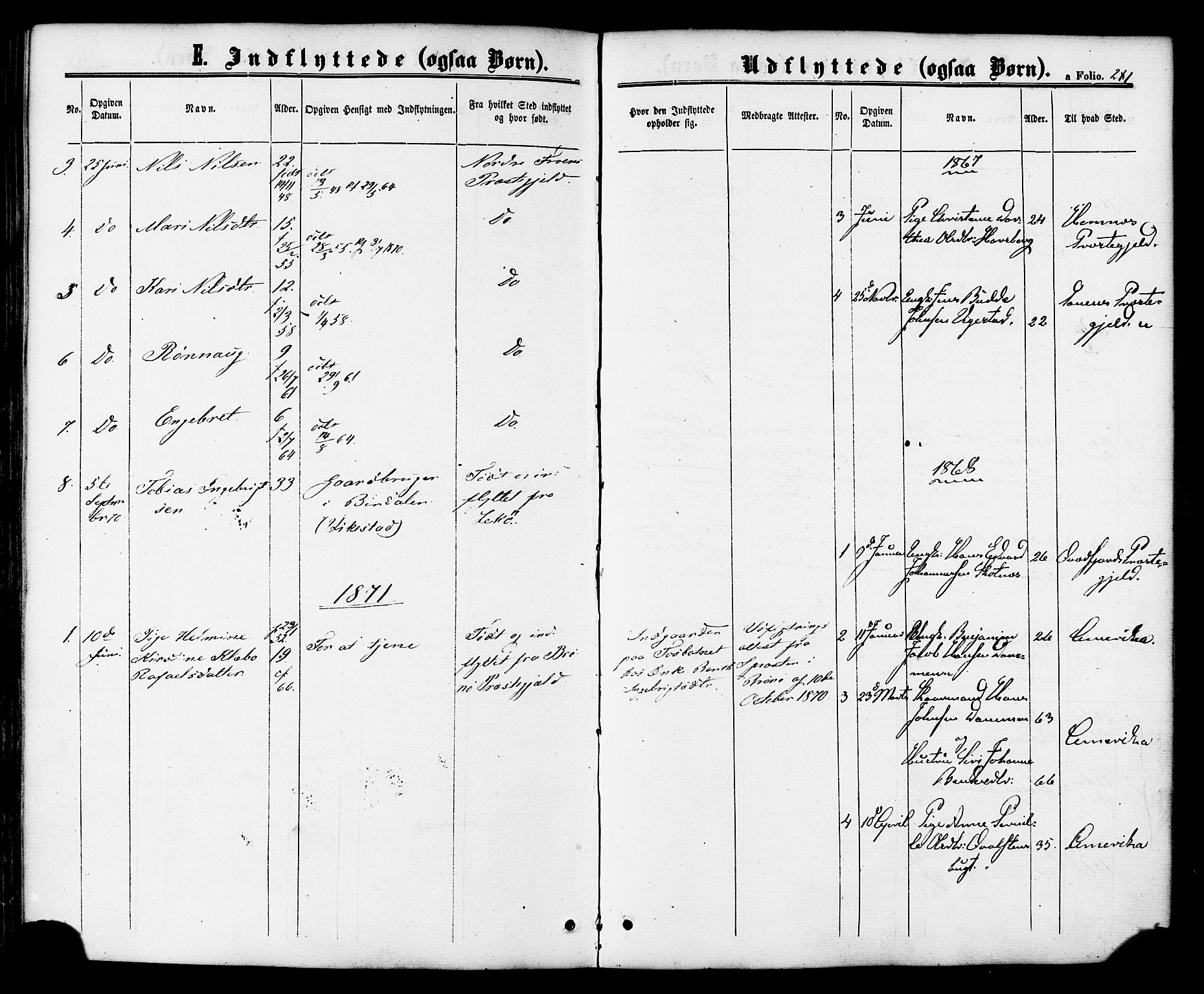 Ministerialprotokoller, klokkerbøker og fødselsregistre - Nordland, SAT/A-1459/810/L0146: Ministerialbok nr. 810A08 /1, 1862-1874, s. 281