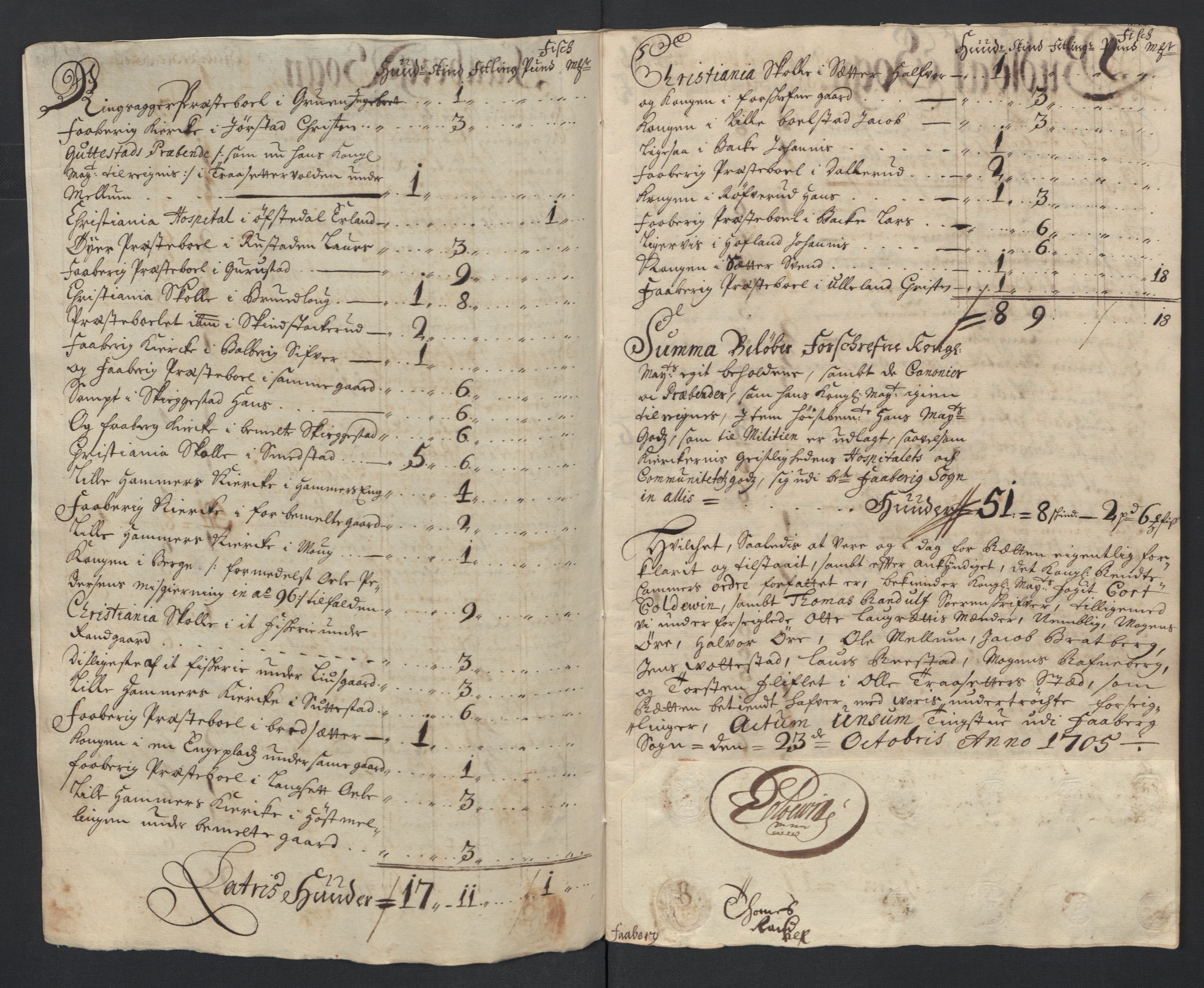Rentekammeret inntil 1814, Reviderte regnskaper, Fogderegnskap, RA/EA-4092/R17/L1178: Fogderegnskap Gudbrandsdal, 1705-1707, s. 98