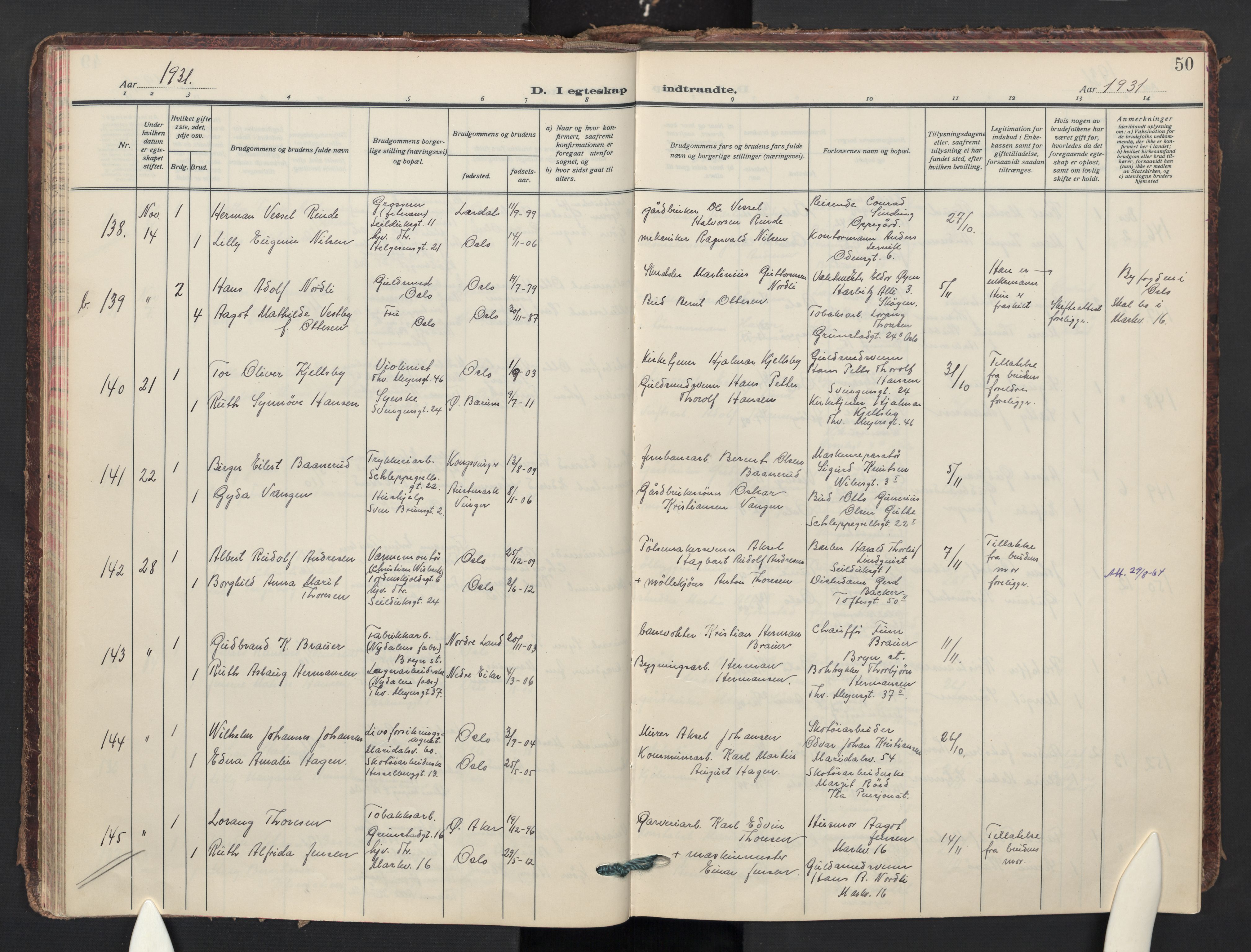 Paulus prestekontor Kirkebøker, AV/SAO-A-10871/F/Fa/L0028: Ministerialbok nr. 28, 1929-1938, s. 50