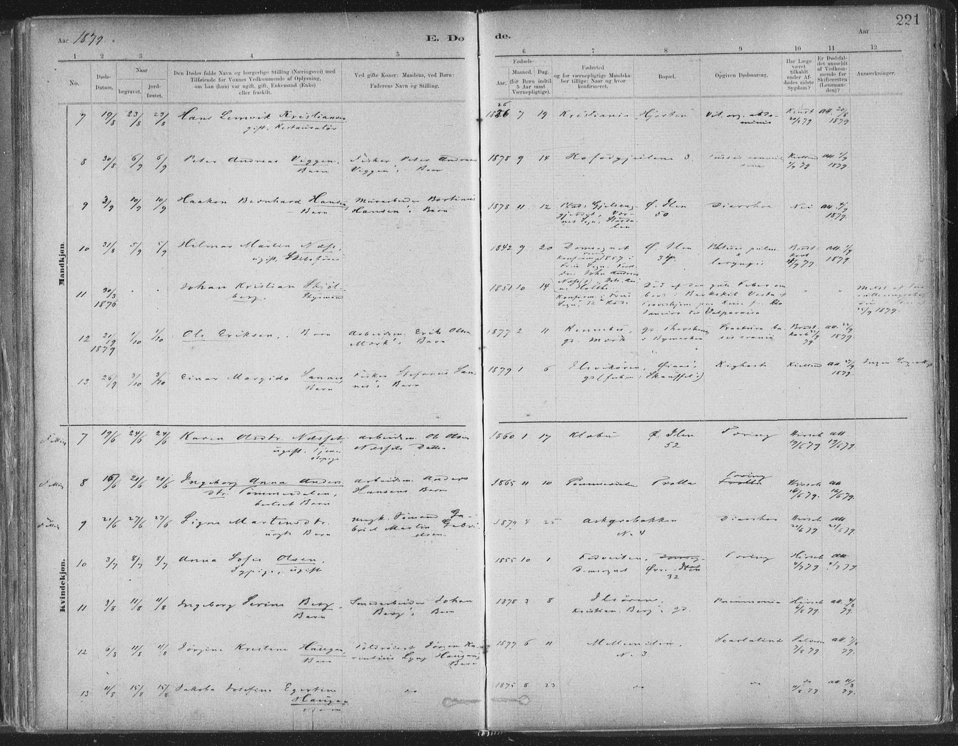 Ministerialprotokoller, klokkerbøker og fødselsregistre - Sør-Trøndelag, AV/SAT-A-1456/603/L0162: Ministerialbok nr. 603A01, 1879-1895, s. 221