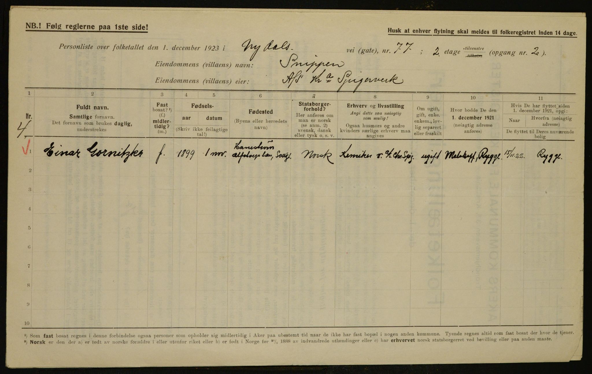 , Kommunal folketelling 1.12.1923 for Aker, 1923, s. 16330