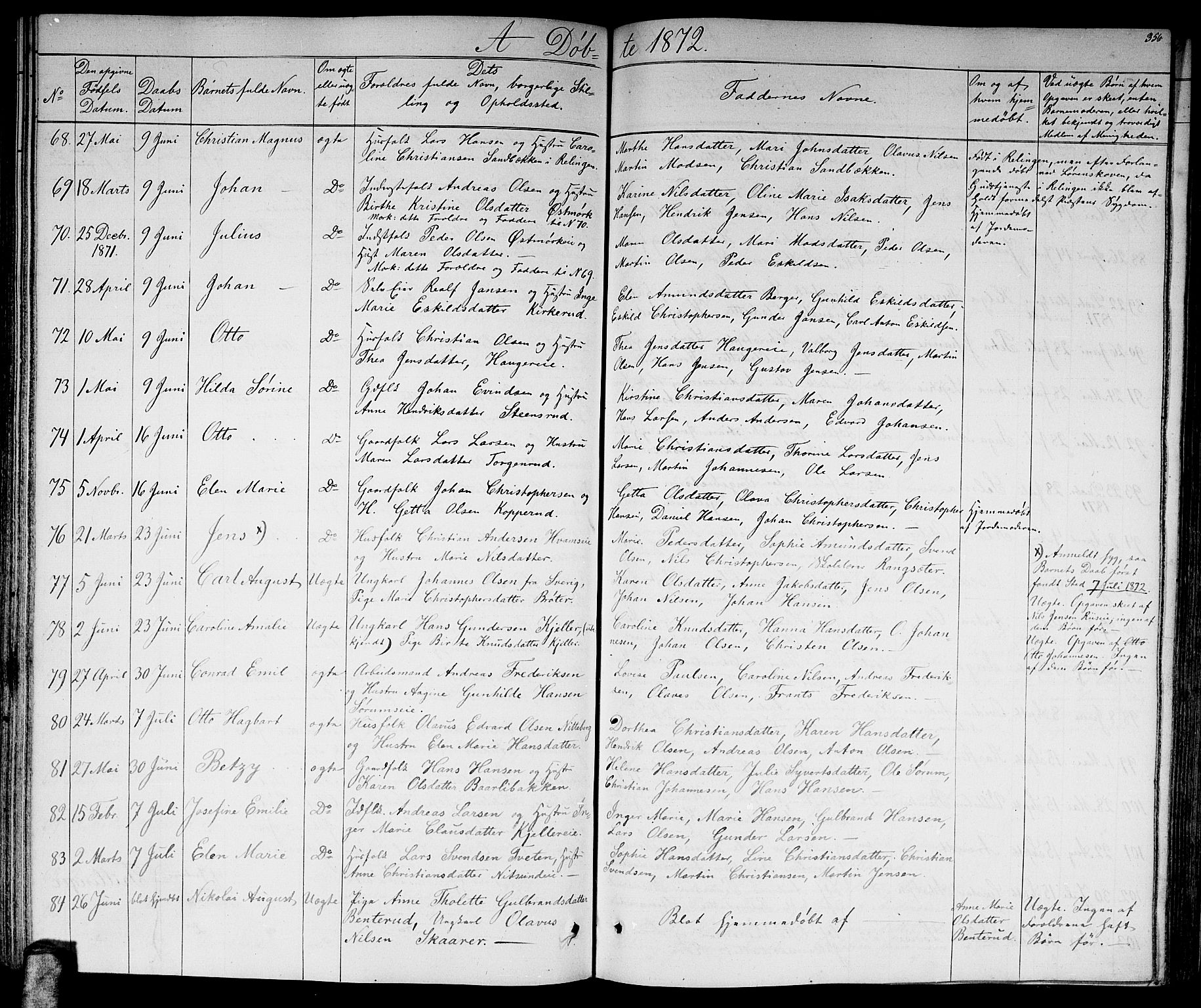 Skedsmo prestekontor Kirkebøker, AV/SAO-A-10033a/G/Ga/L0002: Klokkerbok nr. I 2, 1855-1872, s. 356
