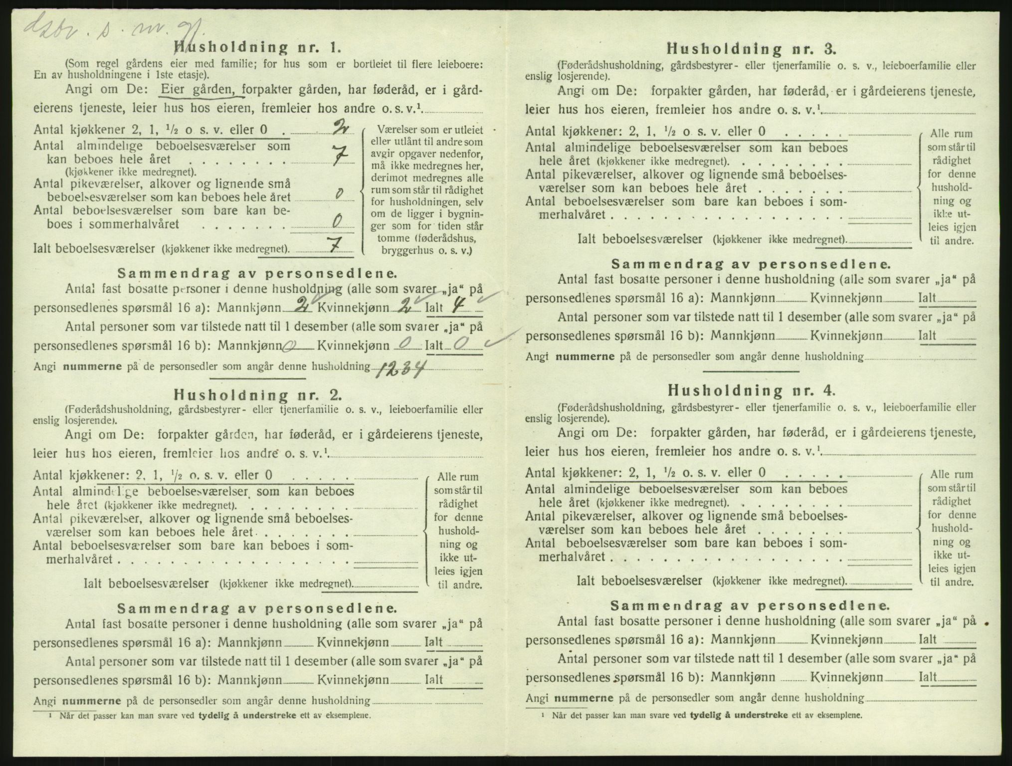 SAKO, Folketelling 1920 for 0725 Tjølling herred, 1920, s. 1036