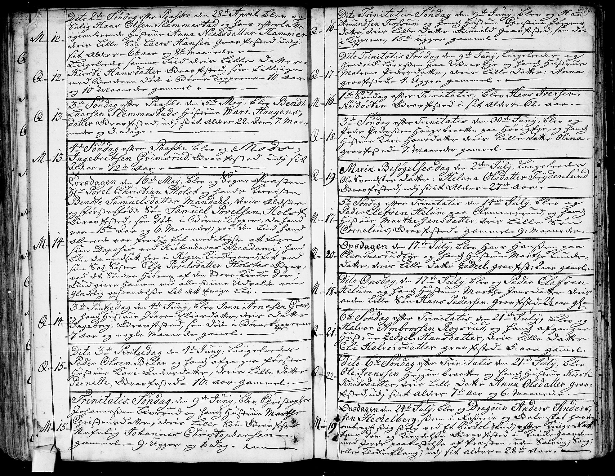 Røyken kirkebøker, SAKO/A-241/G/Ga/L0001: Klokkerbok nr. 1, 1740-1768, s. 334-335