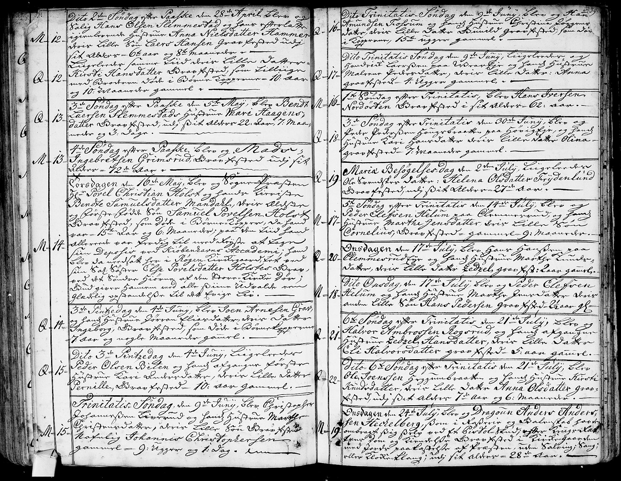 Røyken kirkebøker, AV/SAKO-A-241/G/Ga/L0001: Klokkerbok nr. 1, 1740-1768, s. 334-335