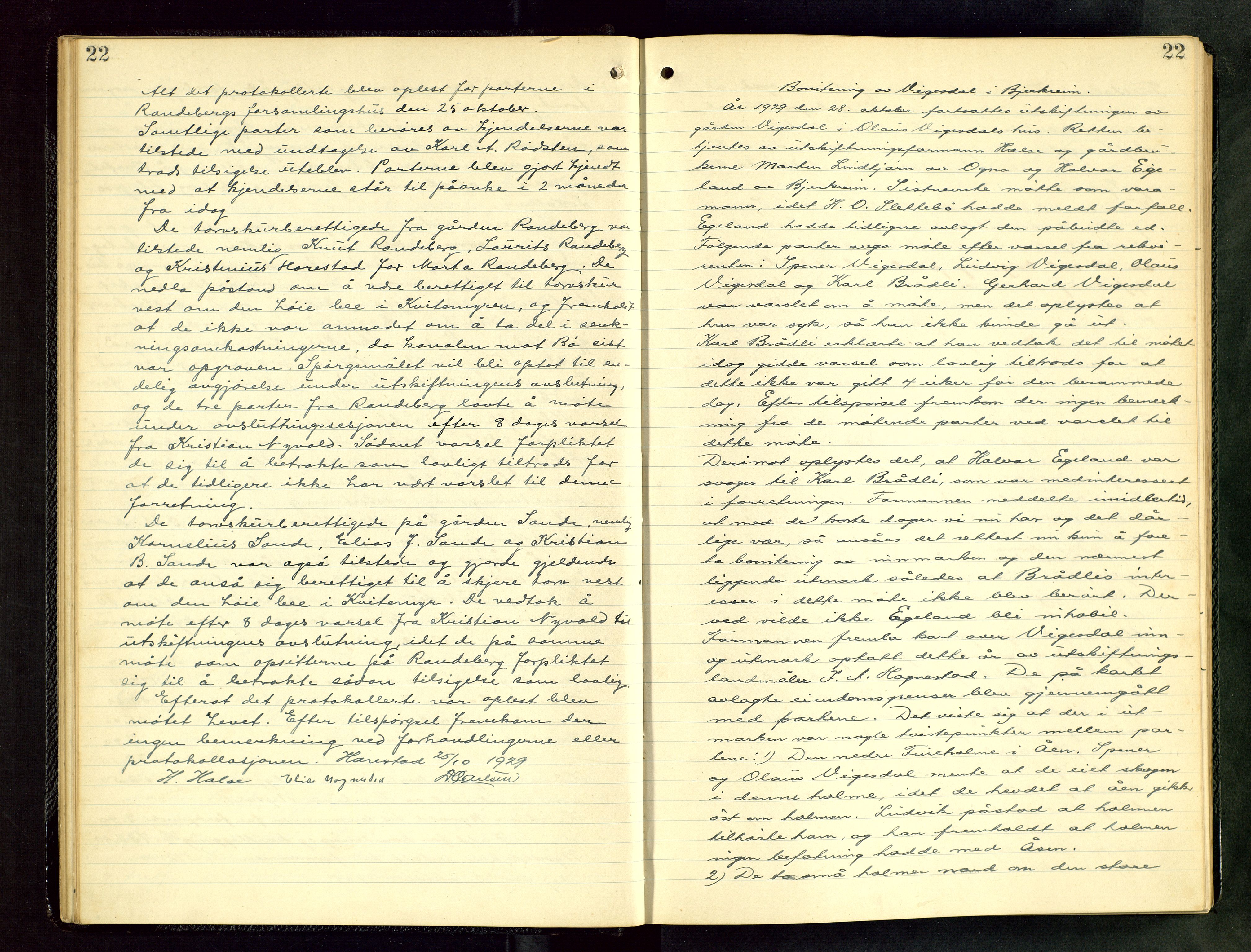 Rogaland jordskifterett, AV/SAST-A-102426/Oa/L0082: Forhandlingsprotokoll, 1929-1932, s. 22