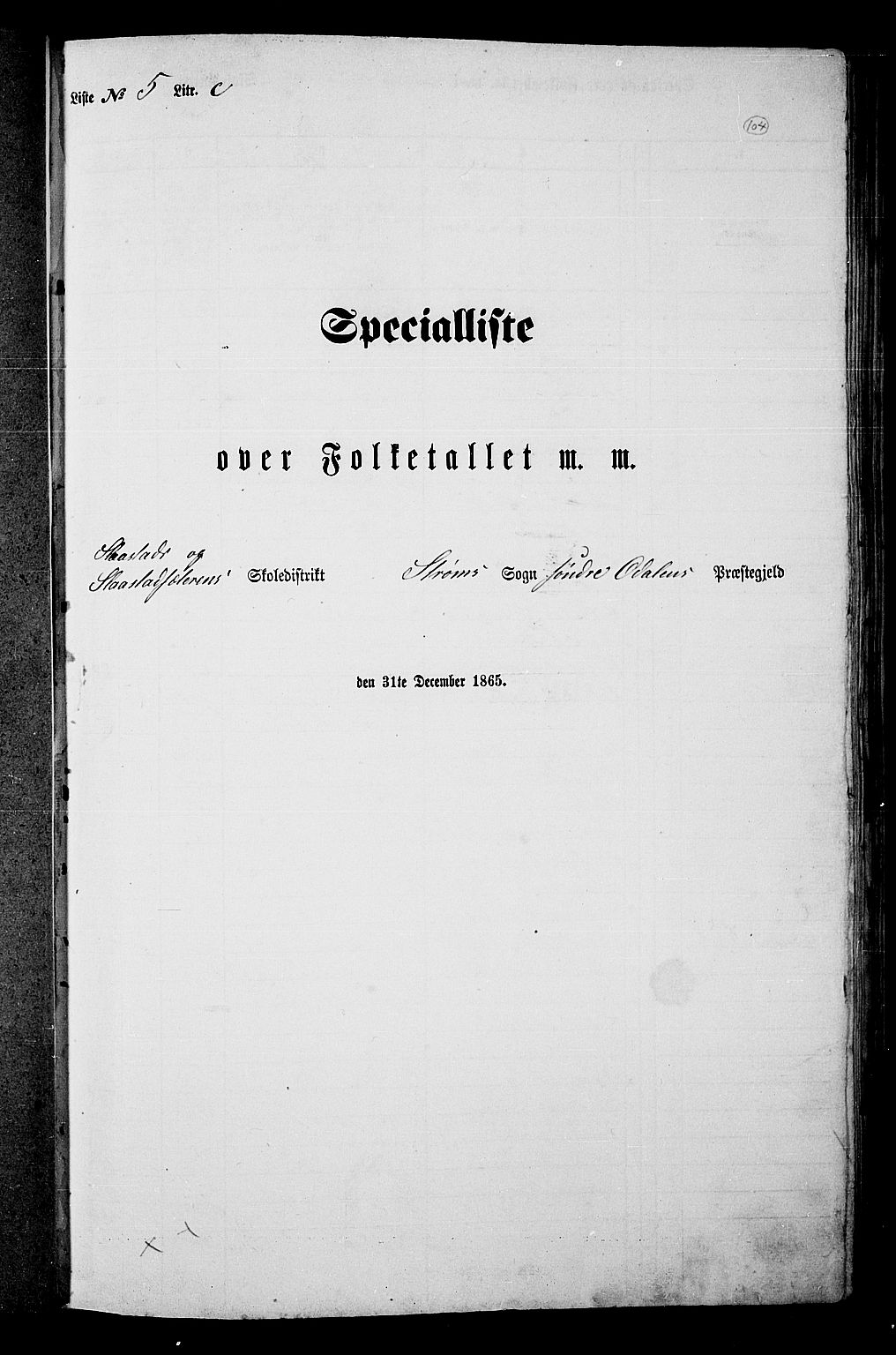 RA, Folketelling 1865 for 0419P Sør-Odal prestegjeld, 1865, s. 94