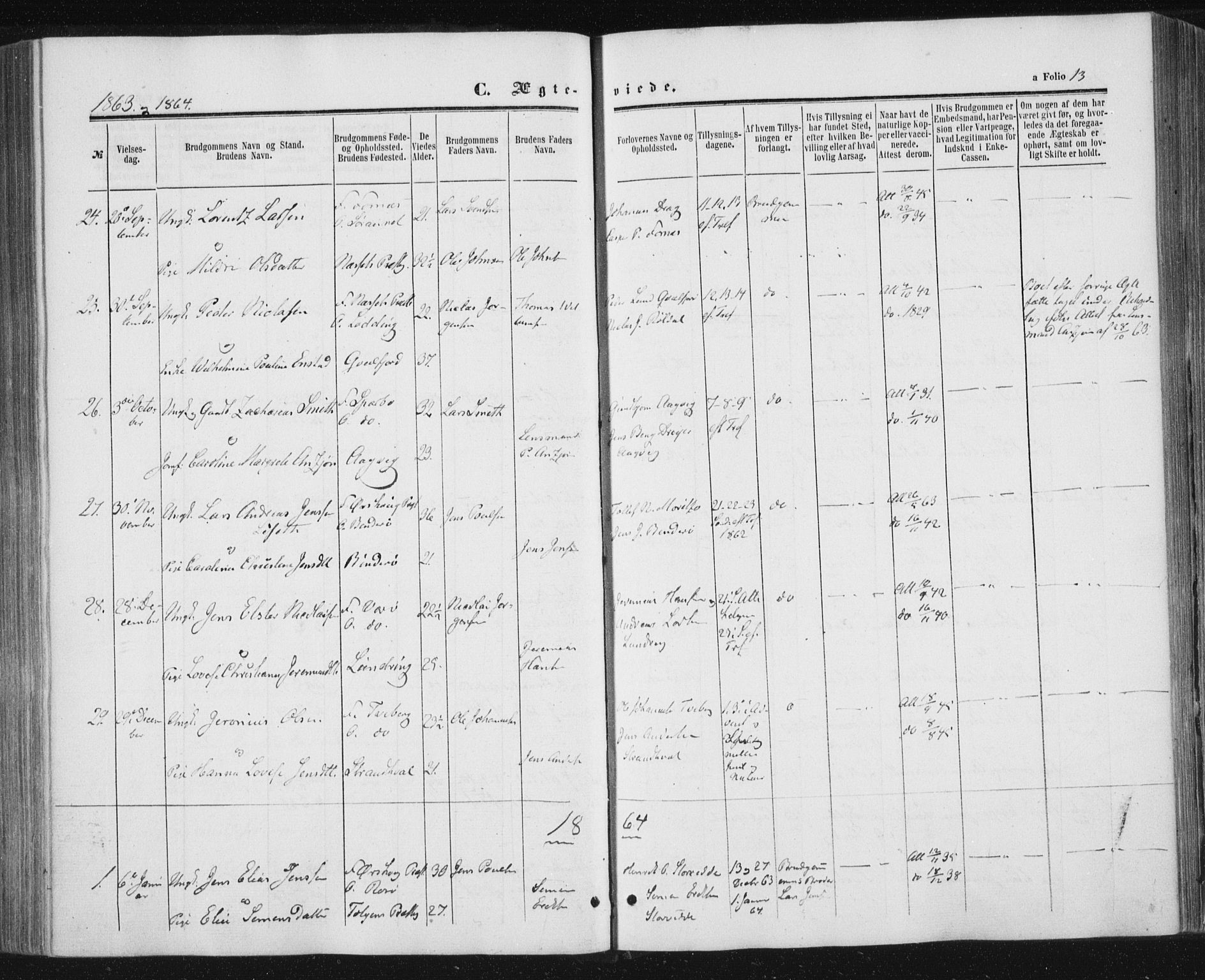 Ministerialprotokoller, klokkerbøker og fødselsregistre - Nord-Trøndelag, SAT/A-1458/784/L0670: Ministerialbok nr. 784A05, 1860-1876, s. 13