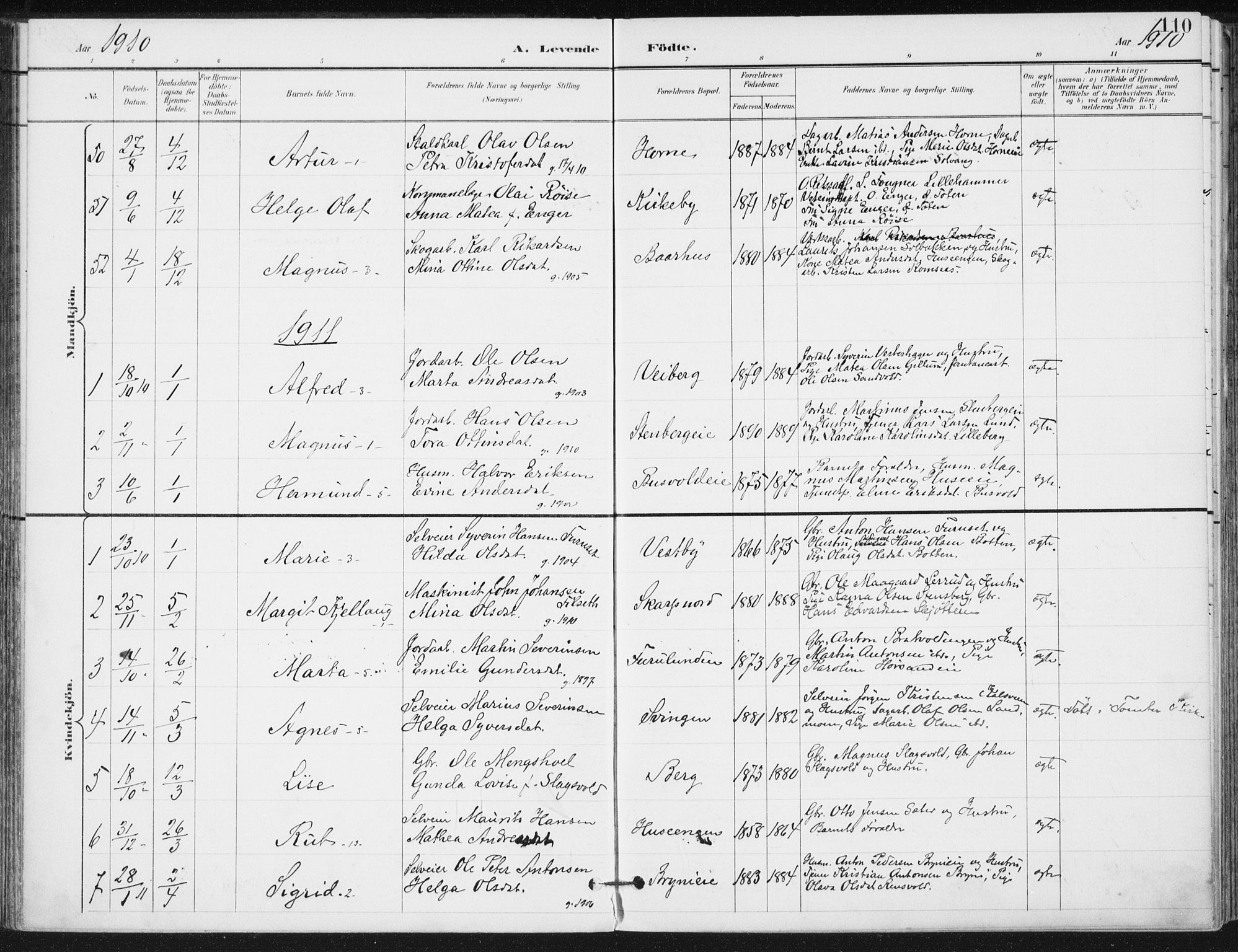 Romedal prestekontor, AV/SAH-PREST-004/K/L0011: Ministerialbok nr. 11, 1896-1912, s. 110