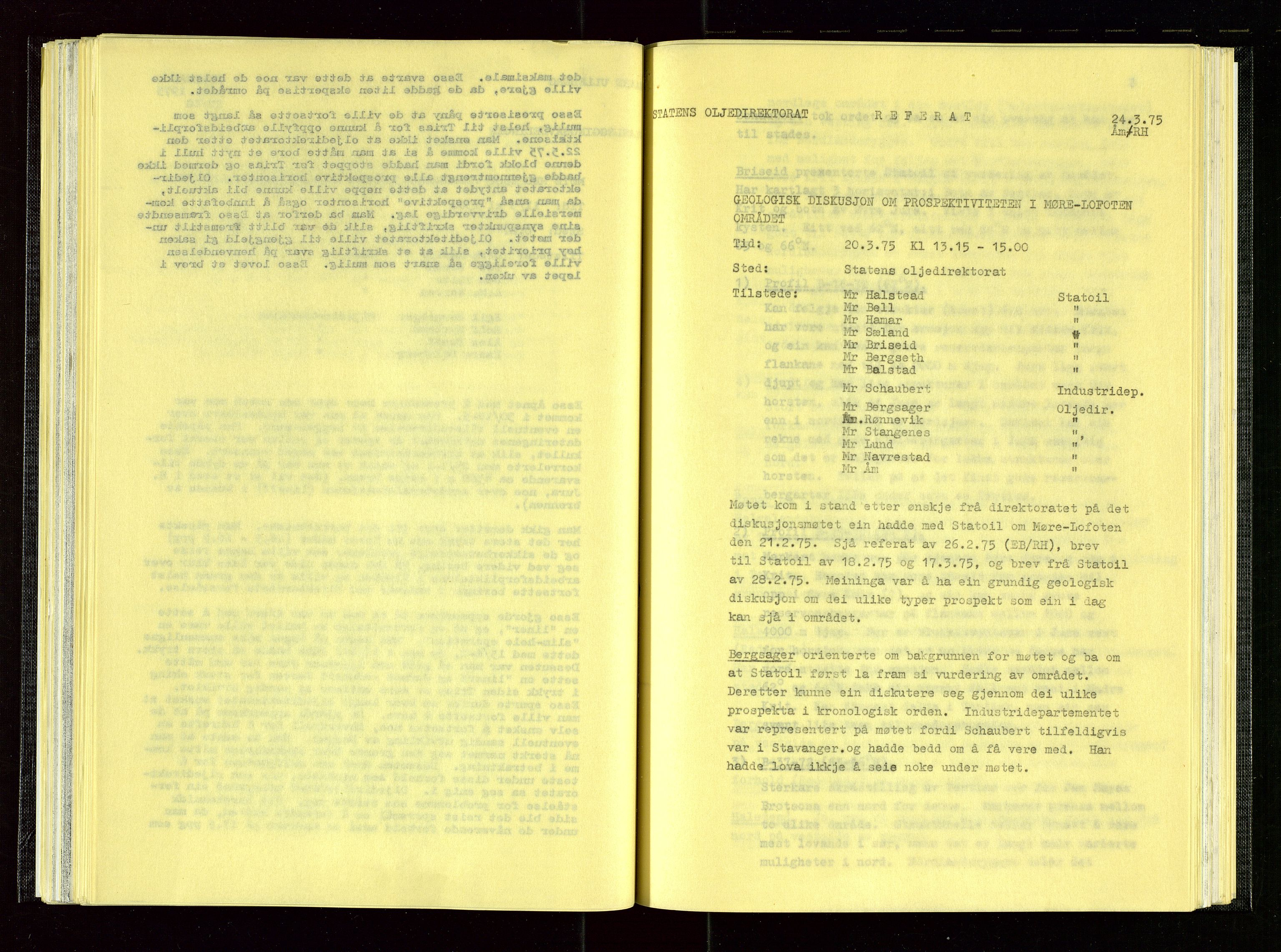 Oljedirektoratet, AV/SAST-A-101366/Aa/L0004: Referatprotokoller, 1975