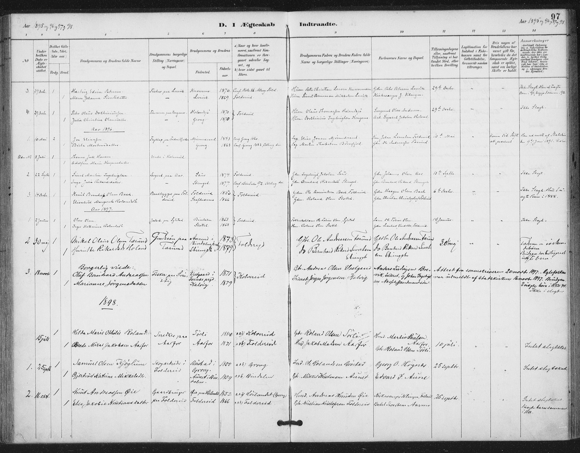 Ministerialprotokoller, klokkerbøker og fødselsregistre - Nord-Trøndelag, SAT/A-1458/783/L0660: Ministerialbok nr. 783A02, 1886-1918, s. 97