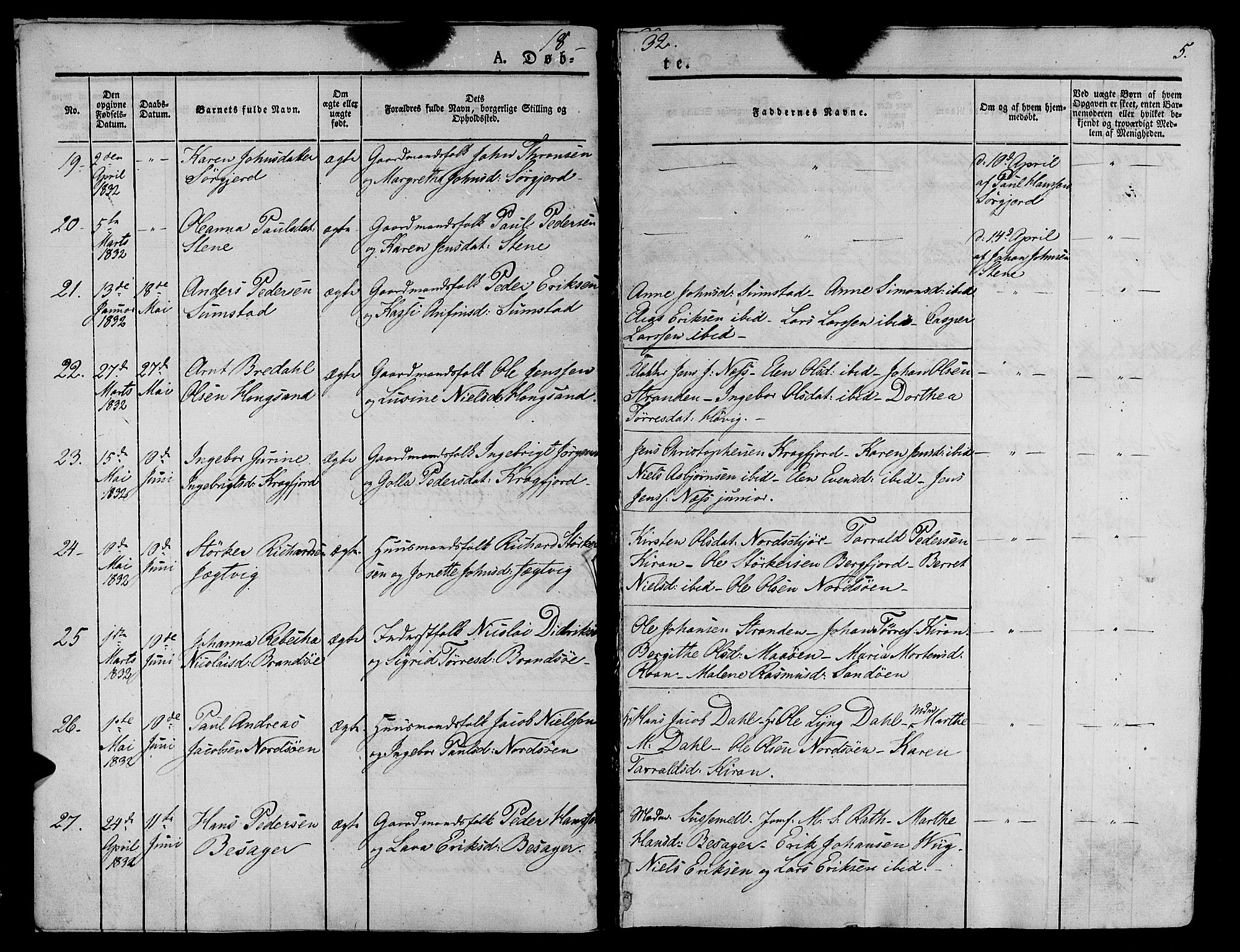 Ministerialprotokoller, klokkerbøker og fødselsregistre - Sør-Trøndelag, SAT/A-1456/657/L0703: Ministerialbok nr. 657A04, 1831-1846, s. 5