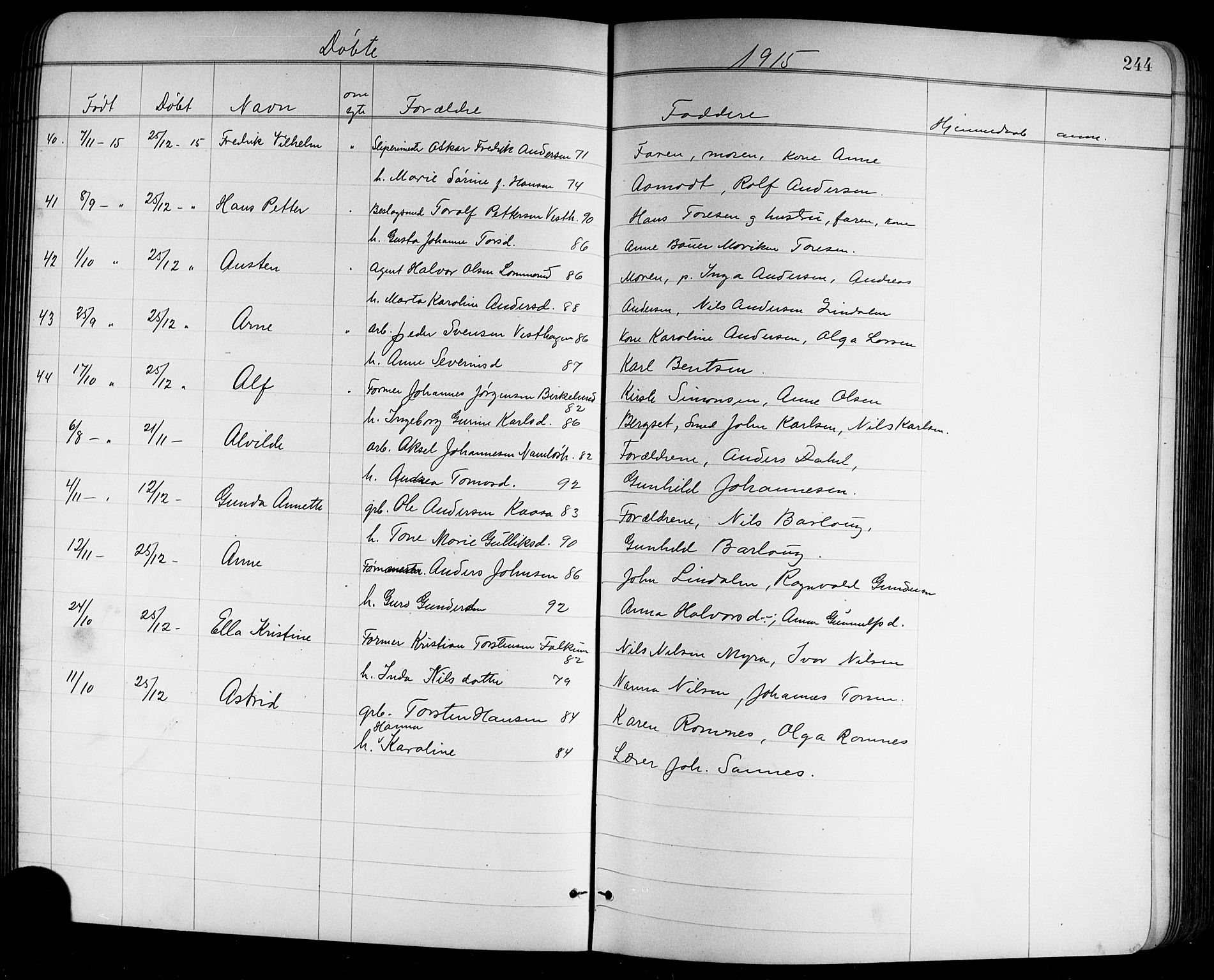 Holla kirkebøker, AV/SAKO-A-272/G/Ga/L0005: Klokkerbok nr. I 5, 1891-1917, s. 244