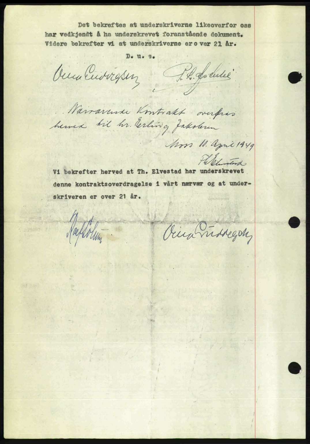 Moss sorenskriveri, AV/SAO-A-10168: Pantebok nr. A22, 1949-1949, Dagboknr: 1313/1949