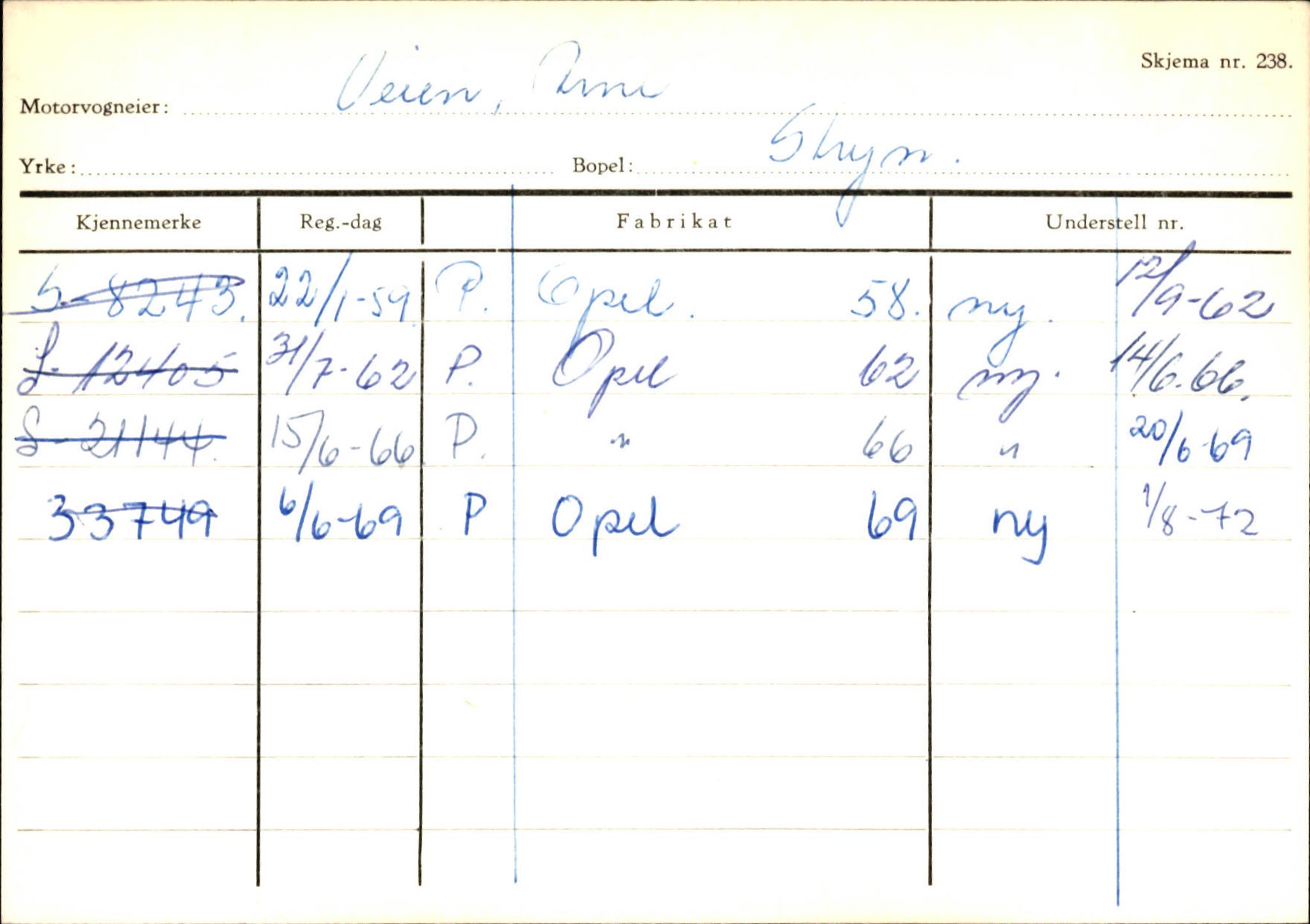 Statens vegvesen, Sogn og Fjordane vegkontor, SAB/A-5301/4/F/L0131: Eigarregister Høyanger P-Å. Stryn S-Å, 1945-1975, s. 2270