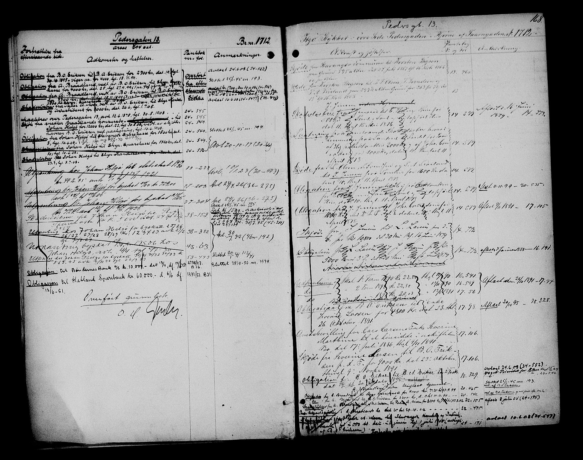 Stavanger byfogd, AV/SAST-A-101408/001/4/41/410/410AD/L0007A: Panteregister nr. AD 7A, 1866, s. 168