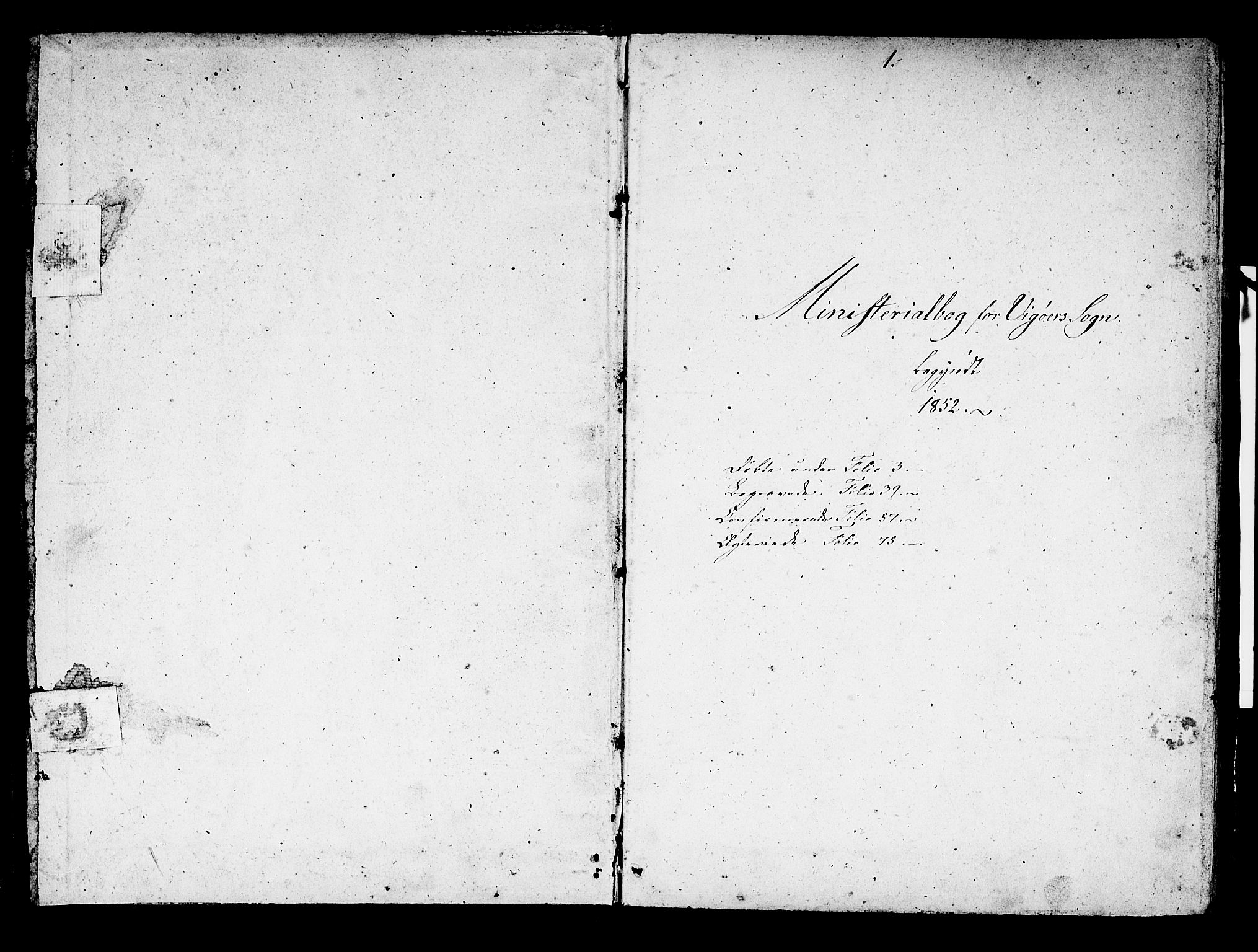 Kvam sokneprestembete, SAB/A-76201/H/Hab: Klokkerbok nr. B 1, 1852-1870, s. 1
