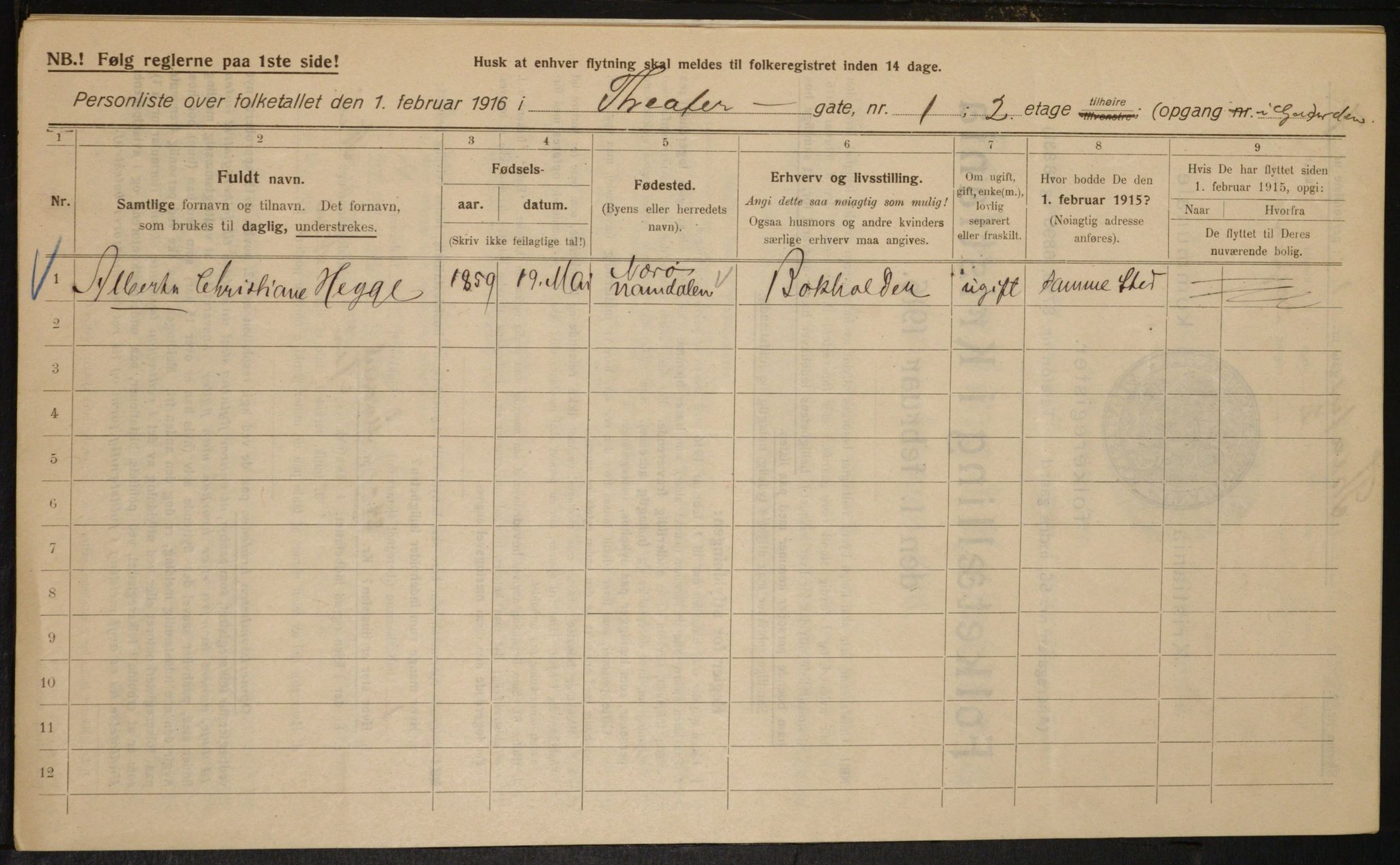 OBA, Kommunal folketelling 1.2.1916 for Kristiania, 1916, s. 110025