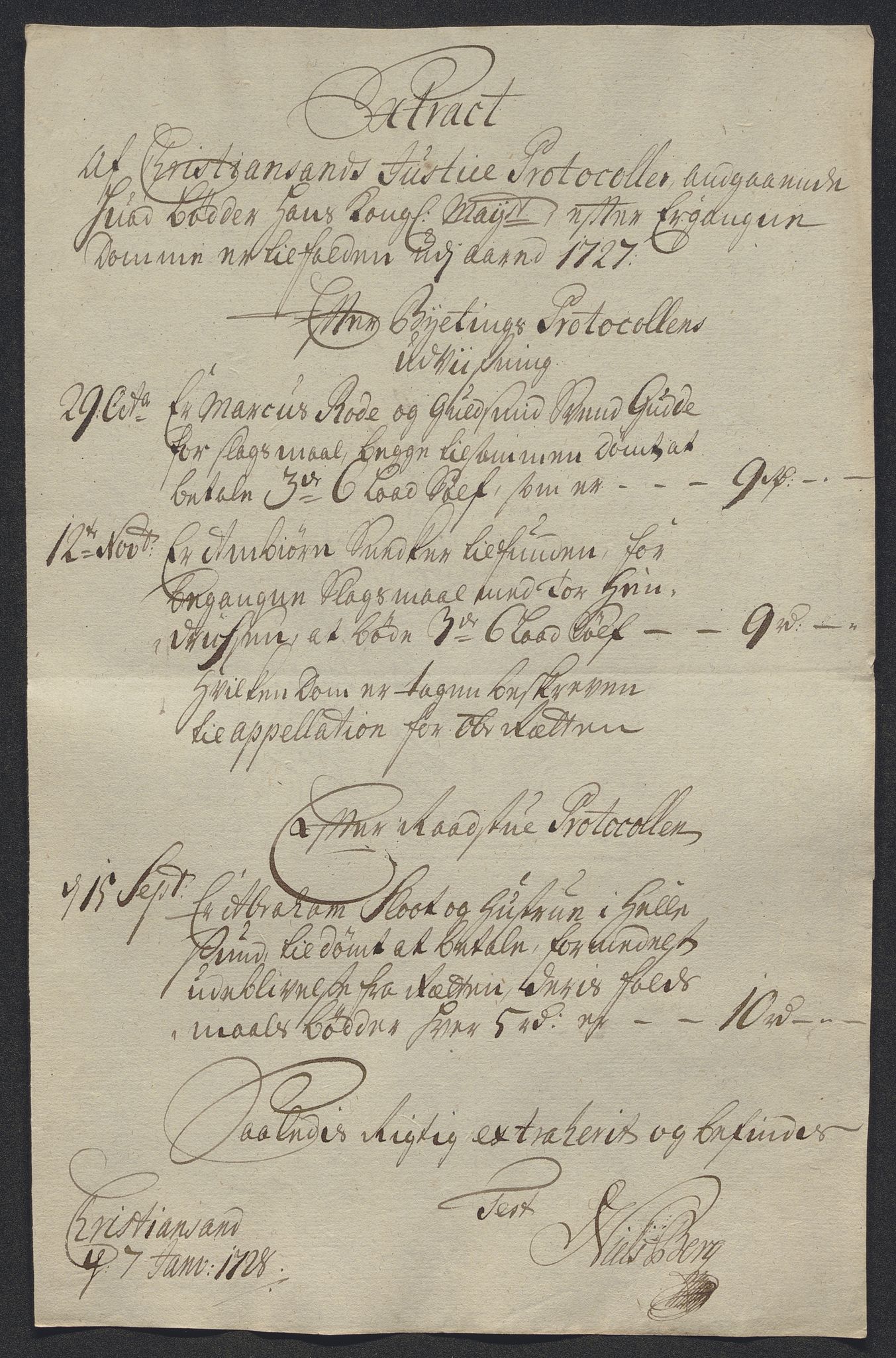 Rentekammeret inntil 1814, Reviderte regnskaper, Byregnskaper, AV/RA-EA-4066/R/Rm/L0286: [M19] Sikt og sakefall, 1719-1727, s. 620