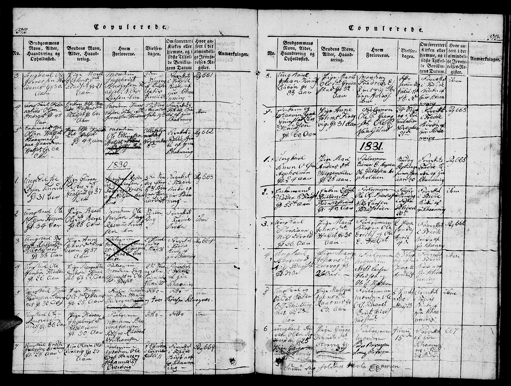 Ministerialprotokoller, klokkerbøker og fødselsregistre - Møre og Romsdal, SAT/A-1454/573/L0873: Klokkerbok nr. 573C01, 1819-1834, s. 372-373