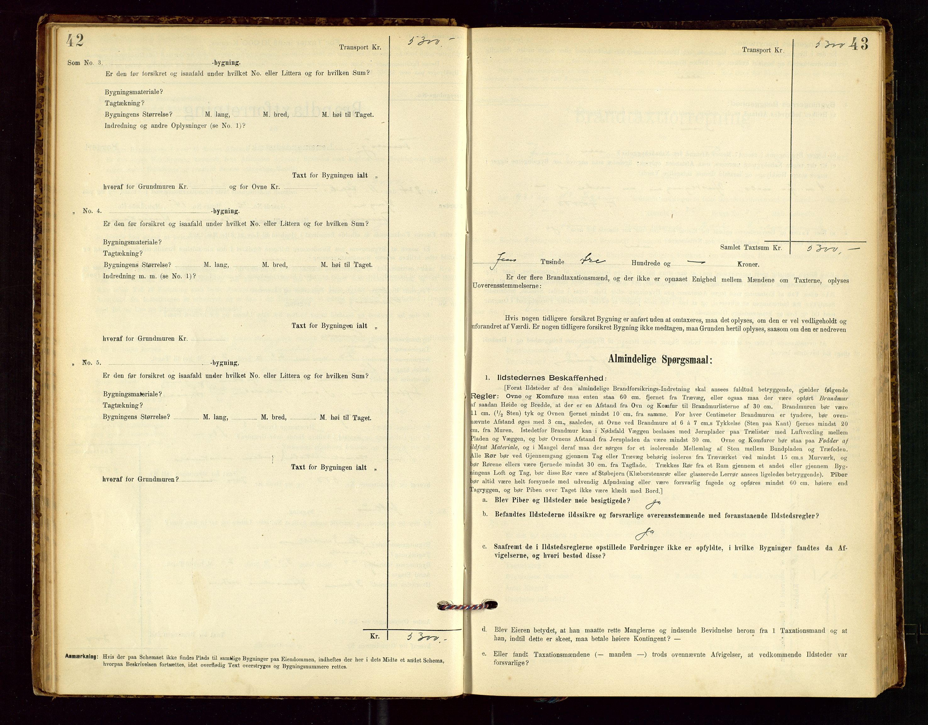 Finnøy lensmannskontor, AV/SAST-A-100442/Goa/L0003: Branntakstprotokoll - skjemaprotokoll, 1896-1954, s. 42-43