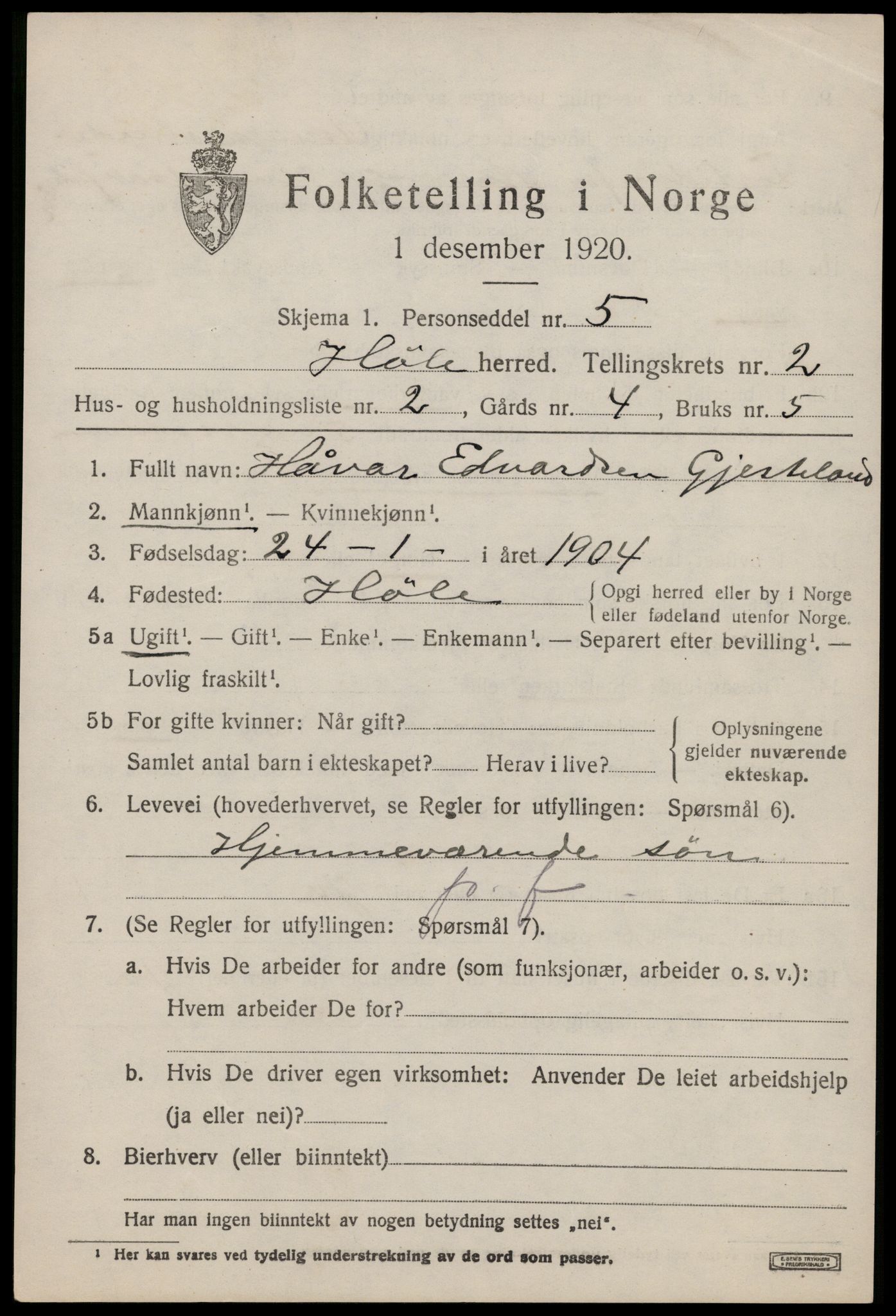 SAST, Folketelling 1920 for 1128 Høle herred, 1920, s. 683