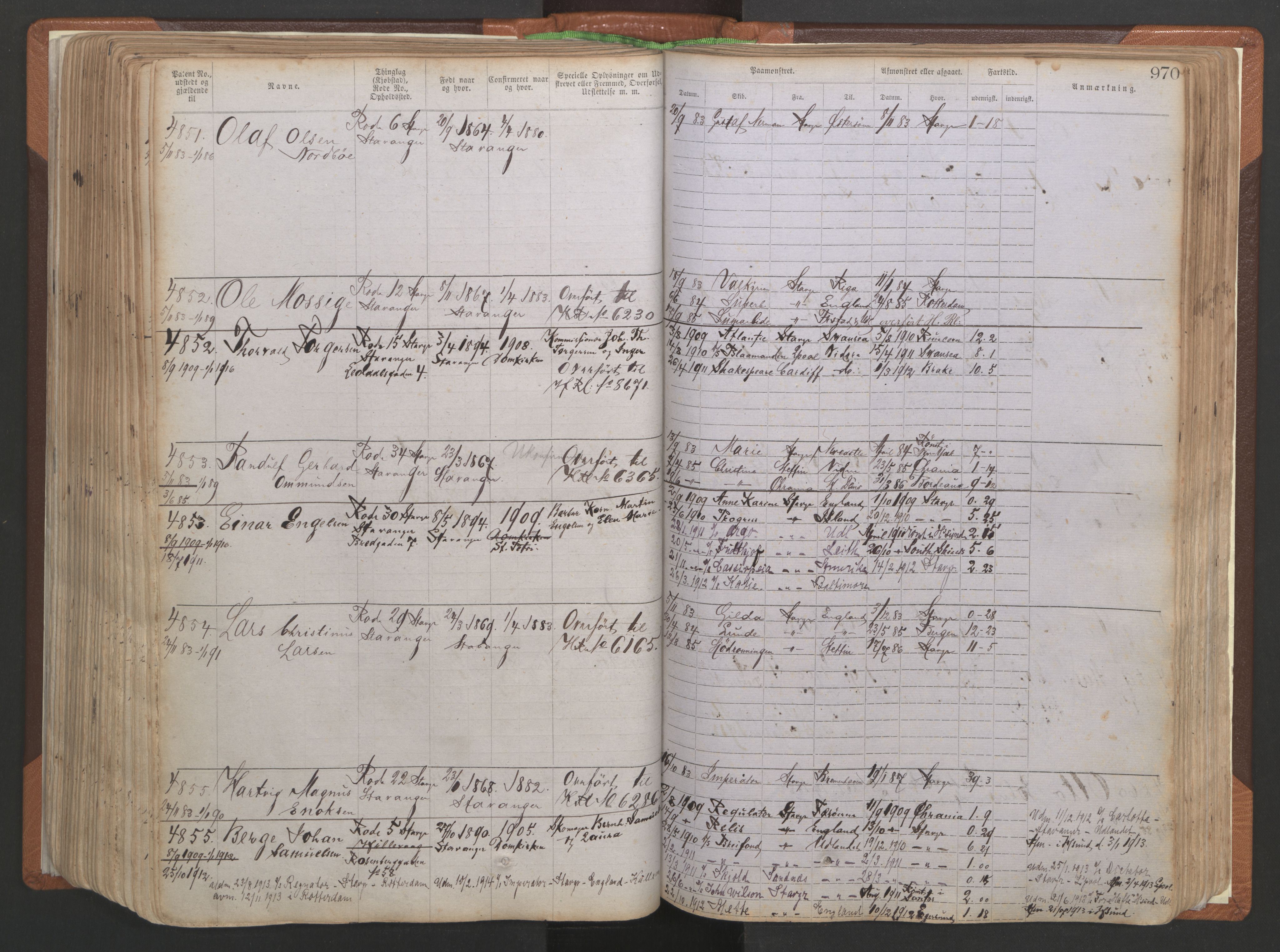 Stavanger sjømannskontor, AV/SAST-A-102006/F/Ff/L0006: Annotasjonsrulle No 2, patentnr. 3586-5505, 1878-1900, s. 257