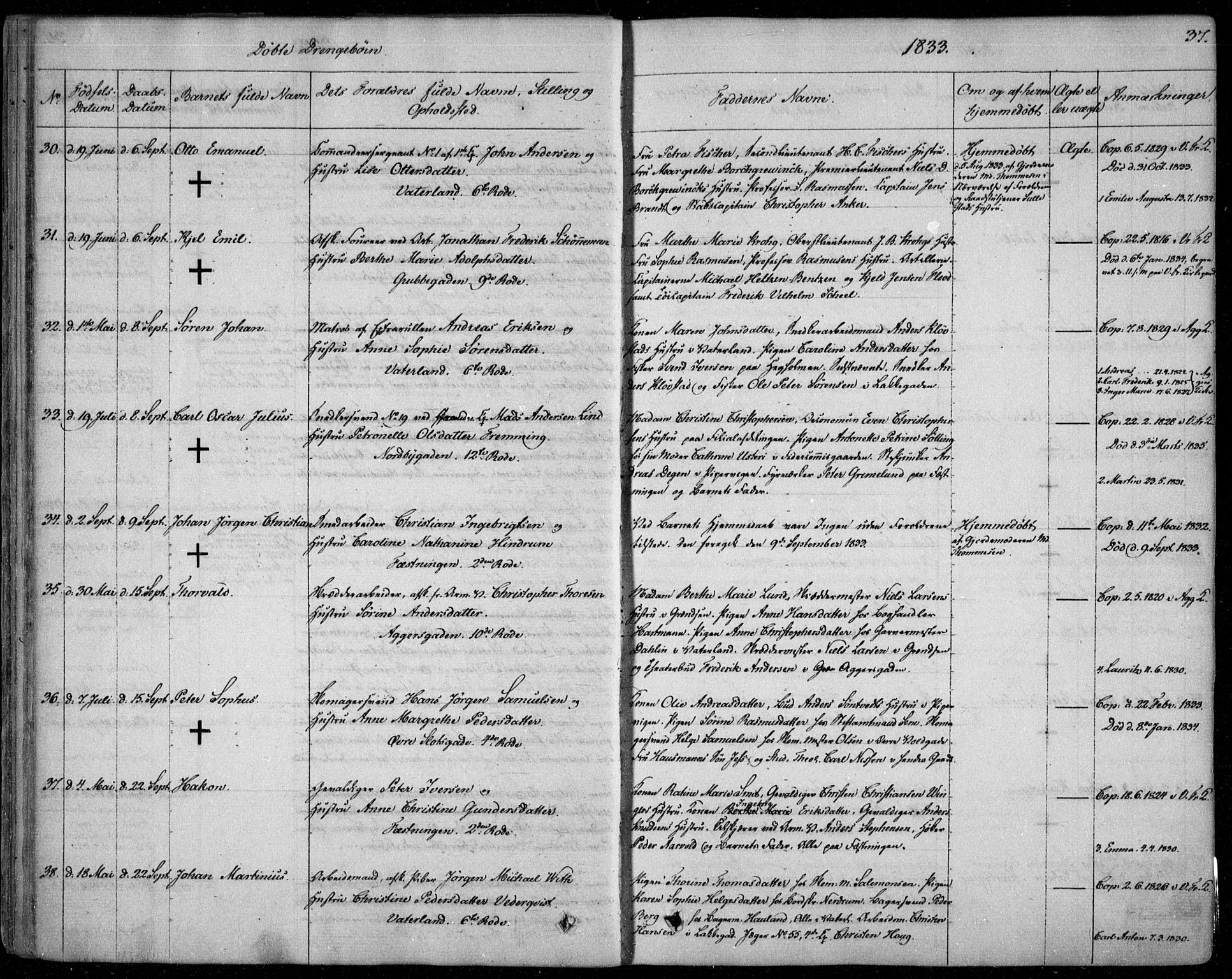 Garnisonsmenigheten Kirkebøker, SAO/A-10846/F/Fa/L0006: Ministerialbok nr. 6, 1828-1841, s. 37