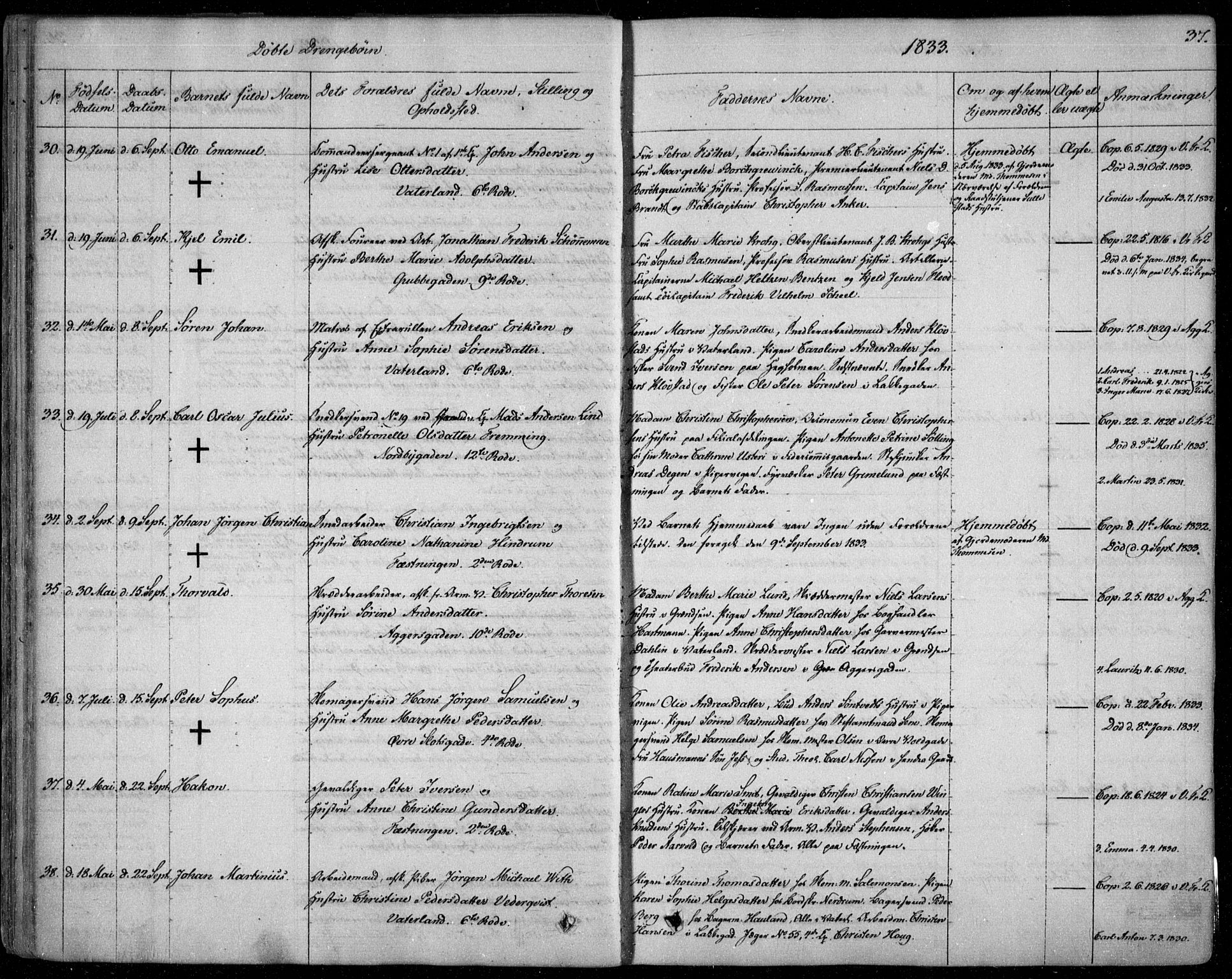 Garnisonsmenigheten Kirkebøker, AV/SAO-A-10846/F/Fa/L0006: Ministerialbok nr. 6, 1828-1841, s. 37