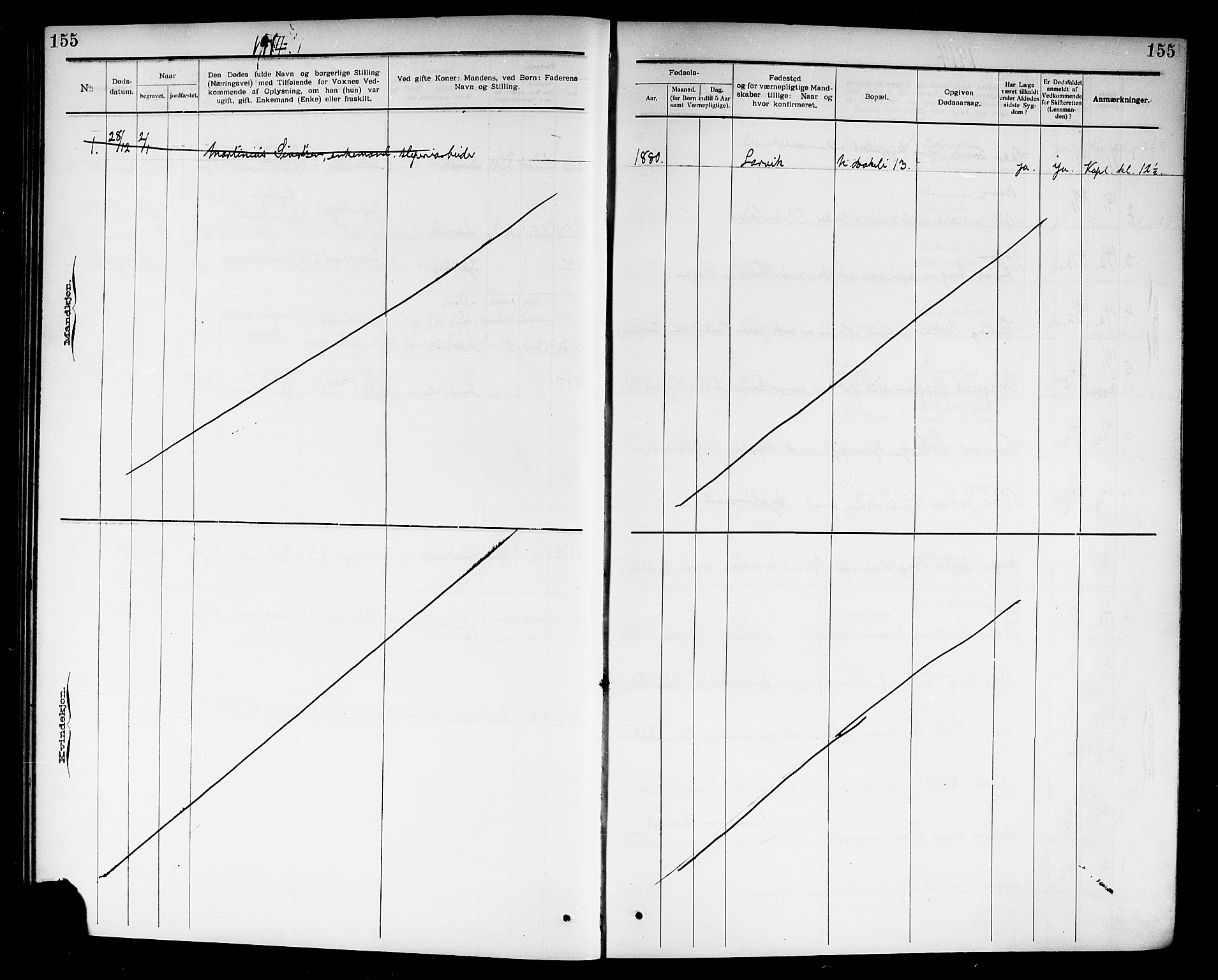 Larvik kirkebøker, AV/SAKO-A-352/G/Ga/L0007: Klokkerbok nr. I 7, 1888-1918, s. 155