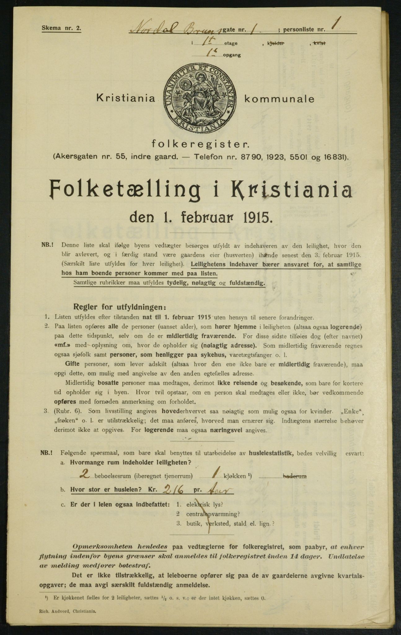 OBA, Kommunal folketelling 1.2.1915 for Kristiania, 1915, s. 71563