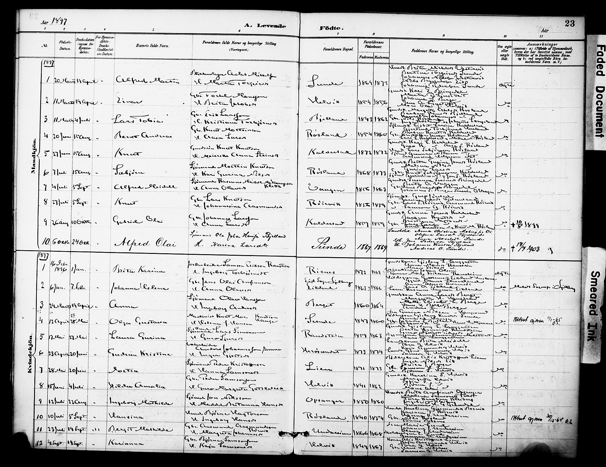 Kvinnherad sokneprestembete, AV/SAB-A-76401/H/Haa: Ministerialbok nr. D 1, 1887-1910, s. 23