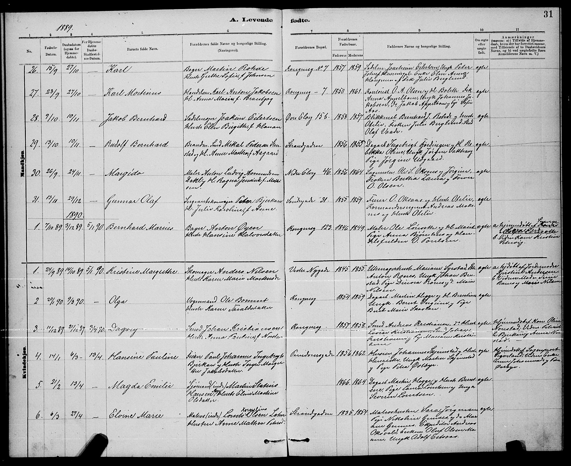 Ministerialprotokoller, klokkerbøker og fødselsregistre - Nord-Trøndelag, SAT/A-1458/739/L0374: Klokkerbok nr. 739C02, 1883-1898, s. 31