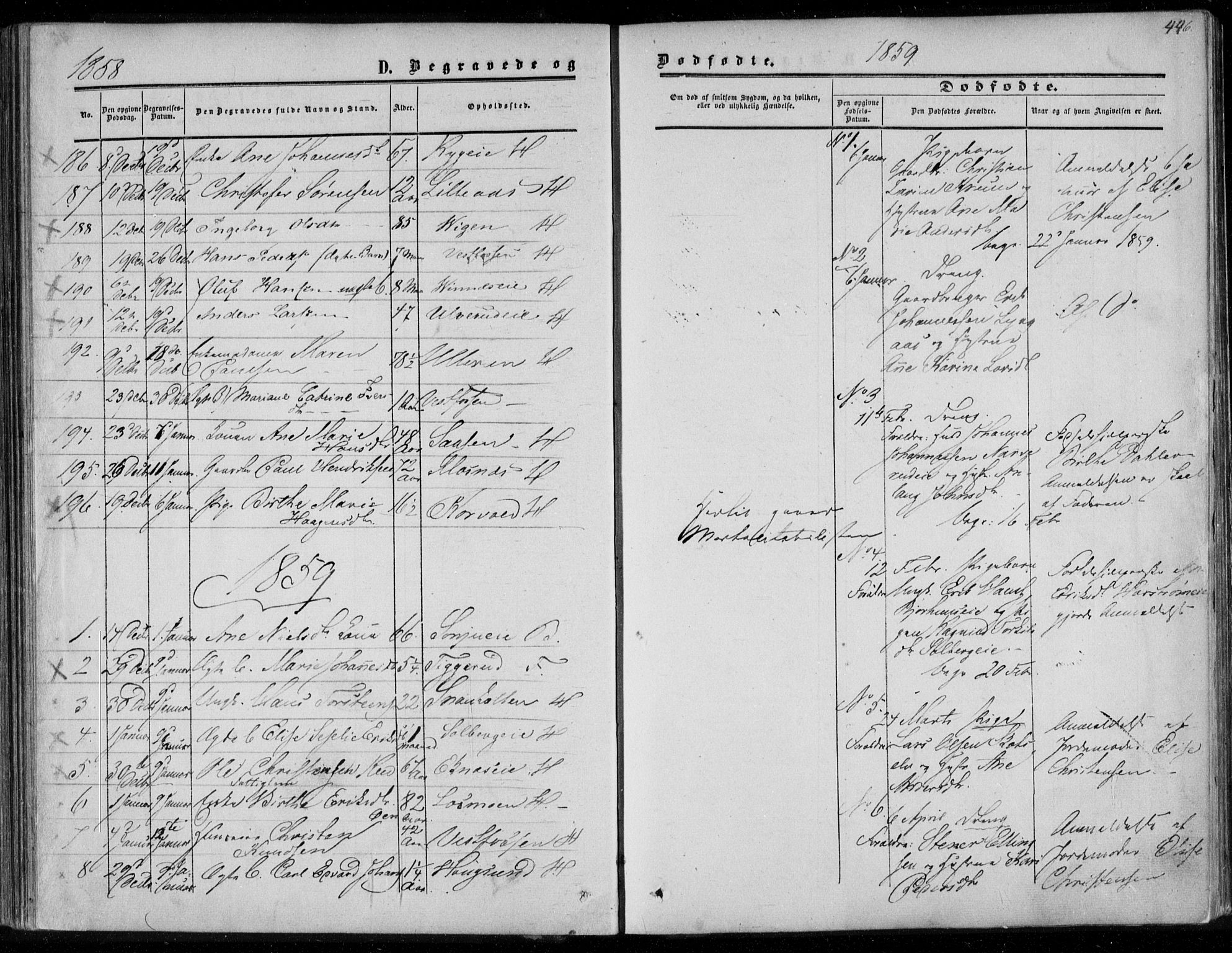 Eiker kirkebøker, AV/SAKO-A-4/F/Fa/L0015b: Ministerialbok nr. I 15B, 1854-1860, s. 446