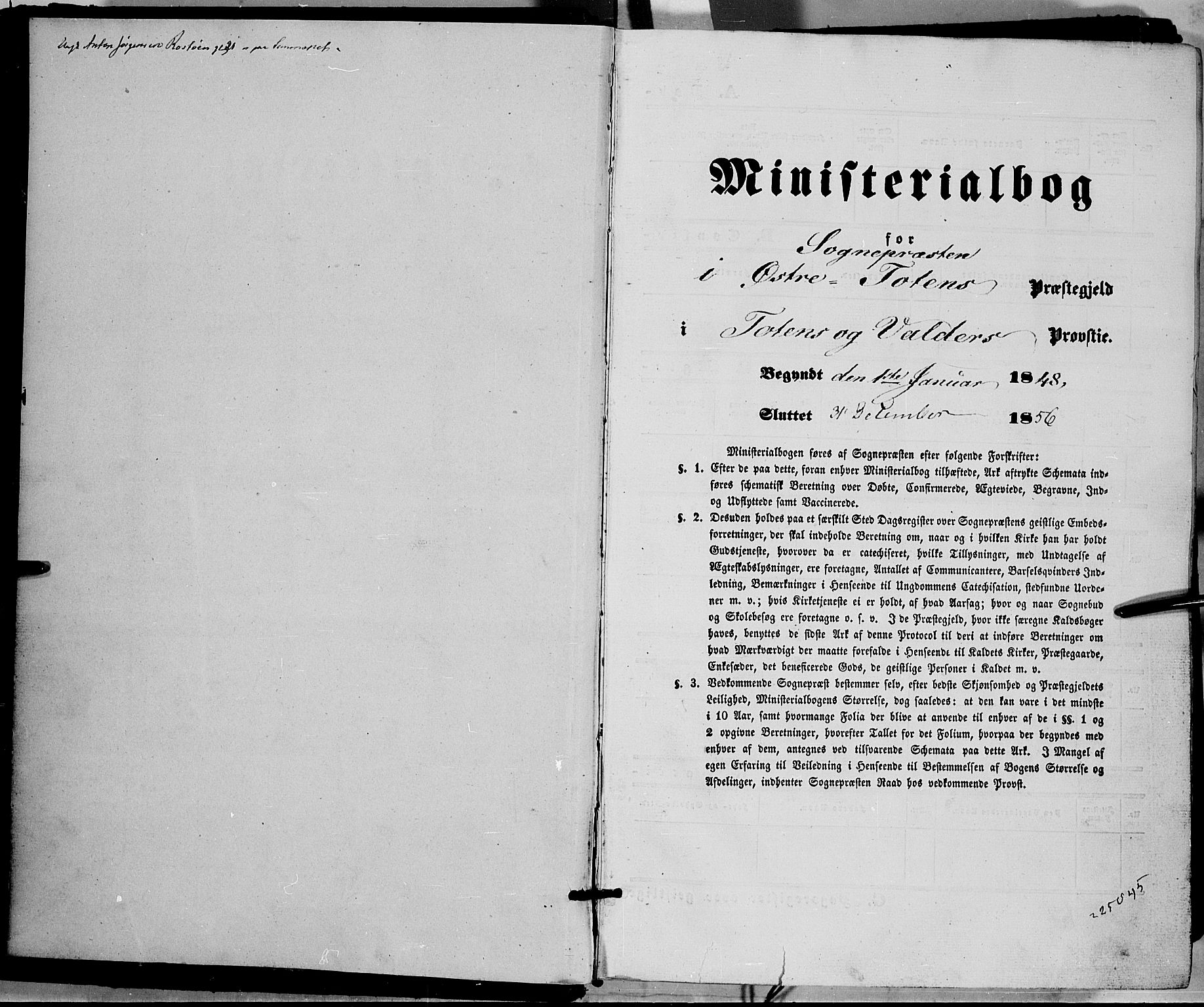 Østre Toten prestekontor, AV/SAH-PREST-104/H/Ha/Haa/L0003: Ministerialbok nr. 3, 1848-1856