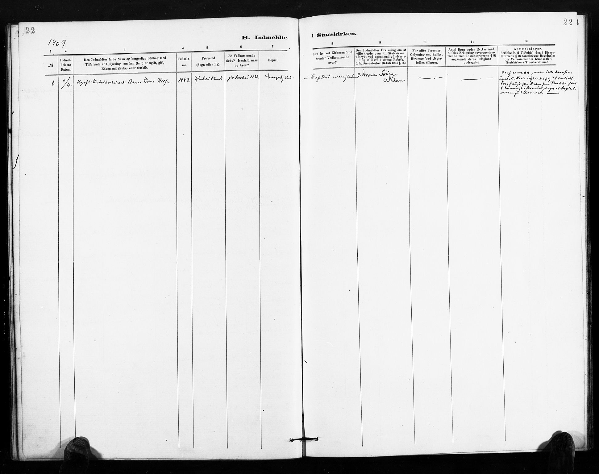 Barbu sokneprestkontor, SAK/1111-0003/F/Fa/L0004: Ministerialbok nr. A 4, 1883-1909, s. 22