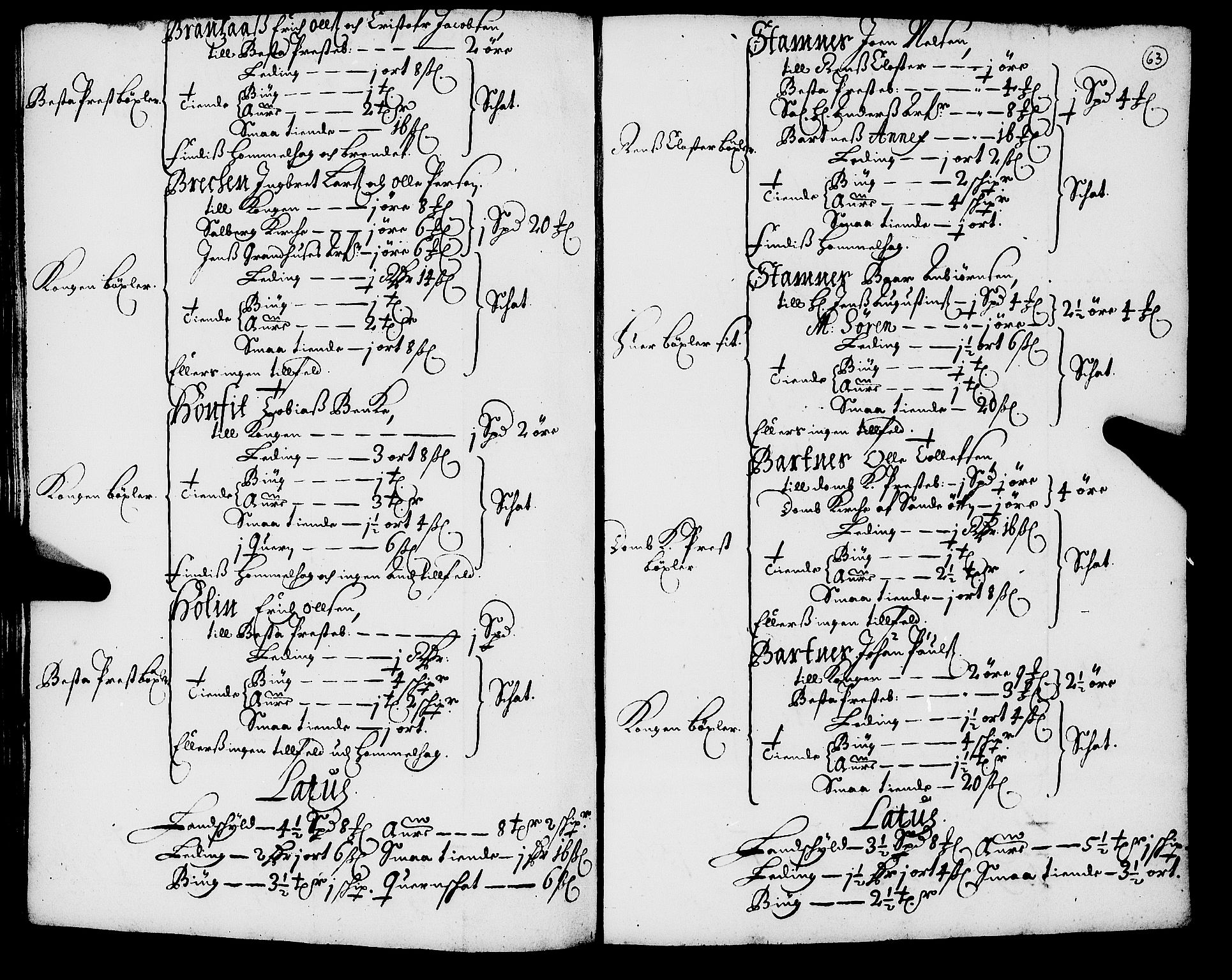 Rentekammeret inntil 1814, Realistisk ordnet avdeling, AV/RA-EA-4070/N/Nb/Nba/L0055: Inderøy len, 1668, s. 62b-63a