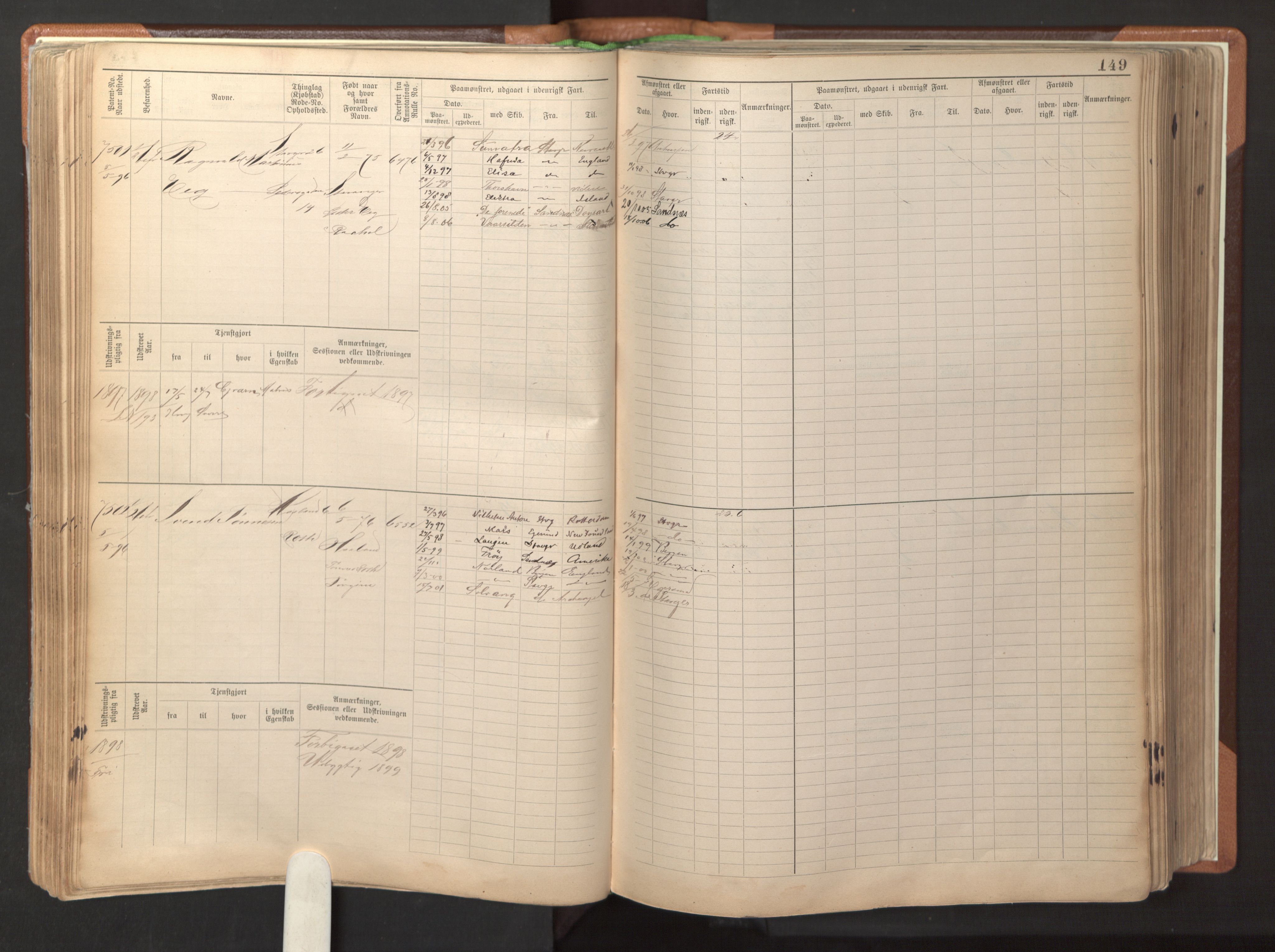 Stavanger sjømannskontor, AV/SAST-A-102006/F/Fb/Fbb/L0022: Sjøfartshovedrulle patnentnr. 7205-8160 (dublett), 1894, s. 153